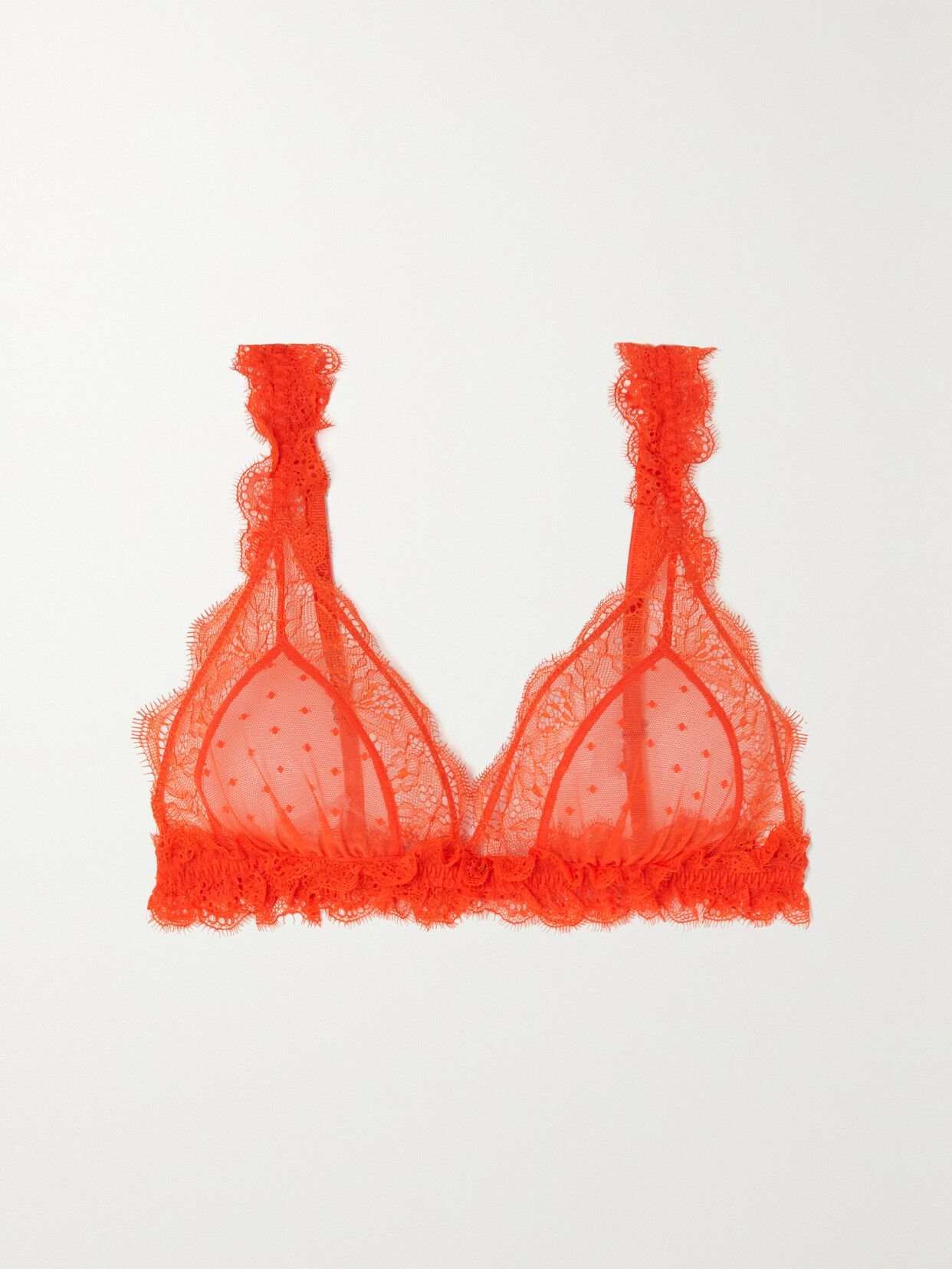 LOVE STORIES Love Lace Ruffled Recycled-lace Soft-cup Triangle Bra