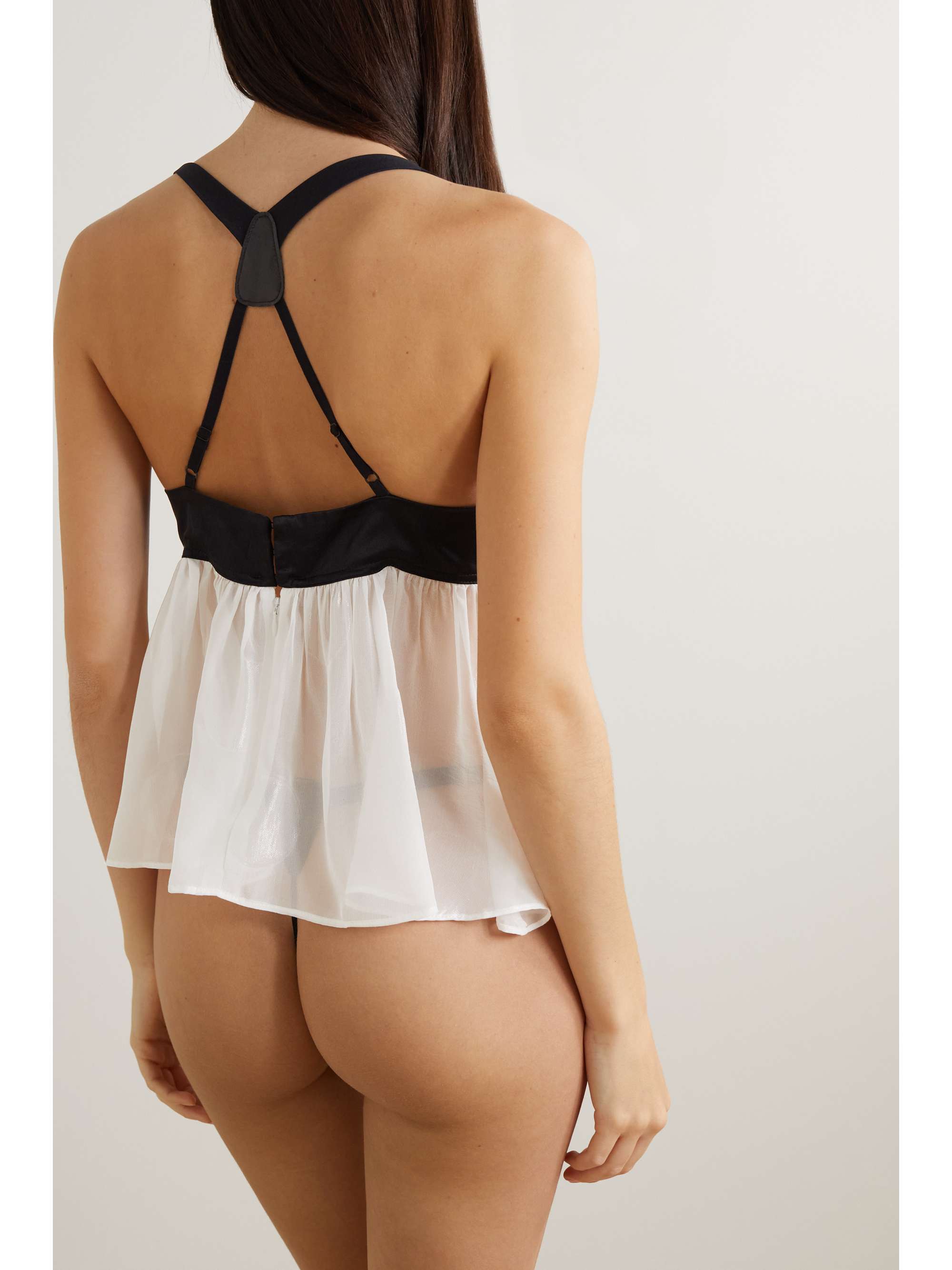 KIKI DE MONTPARNASSE Two-one silk-blend satin and chiffon camisole