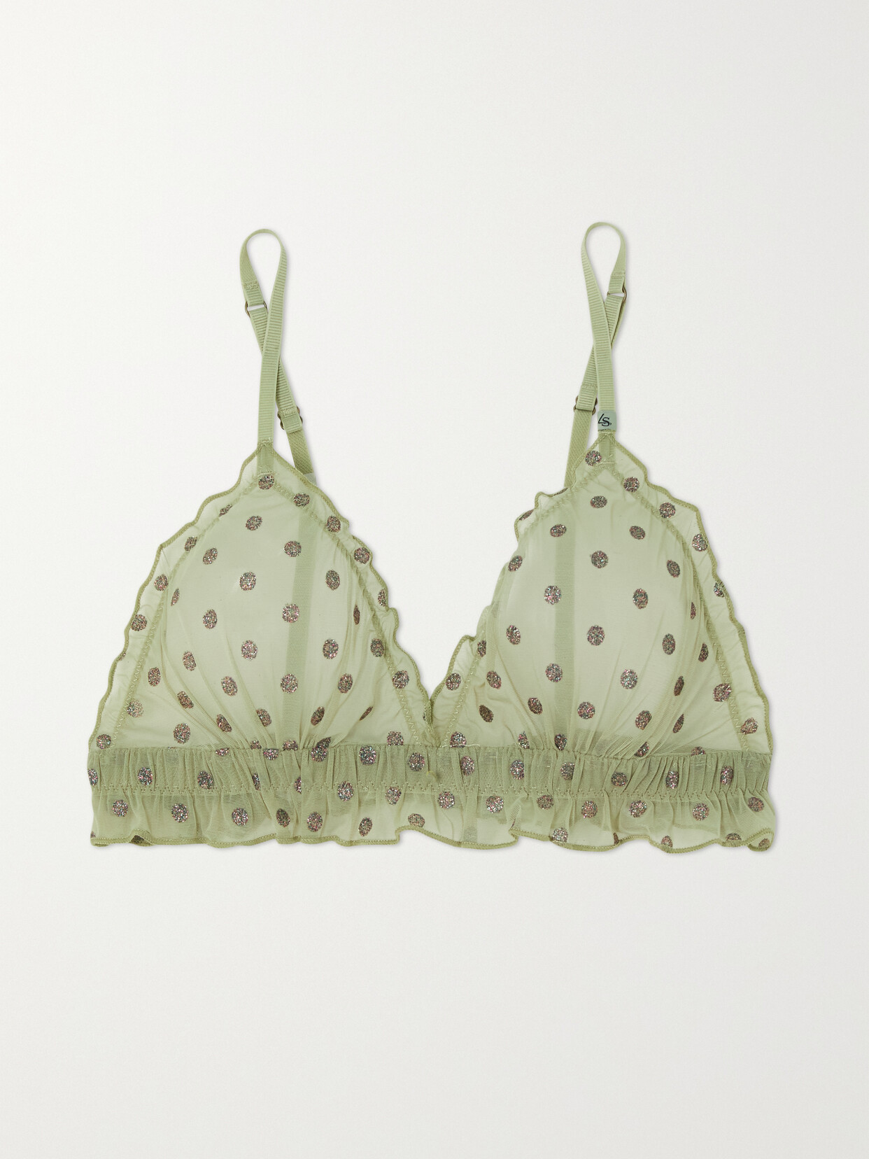 LOVE STORIES Reggipetto Ruffled Glittered Polka-dot Tulle Soft-cup Triangle Bra