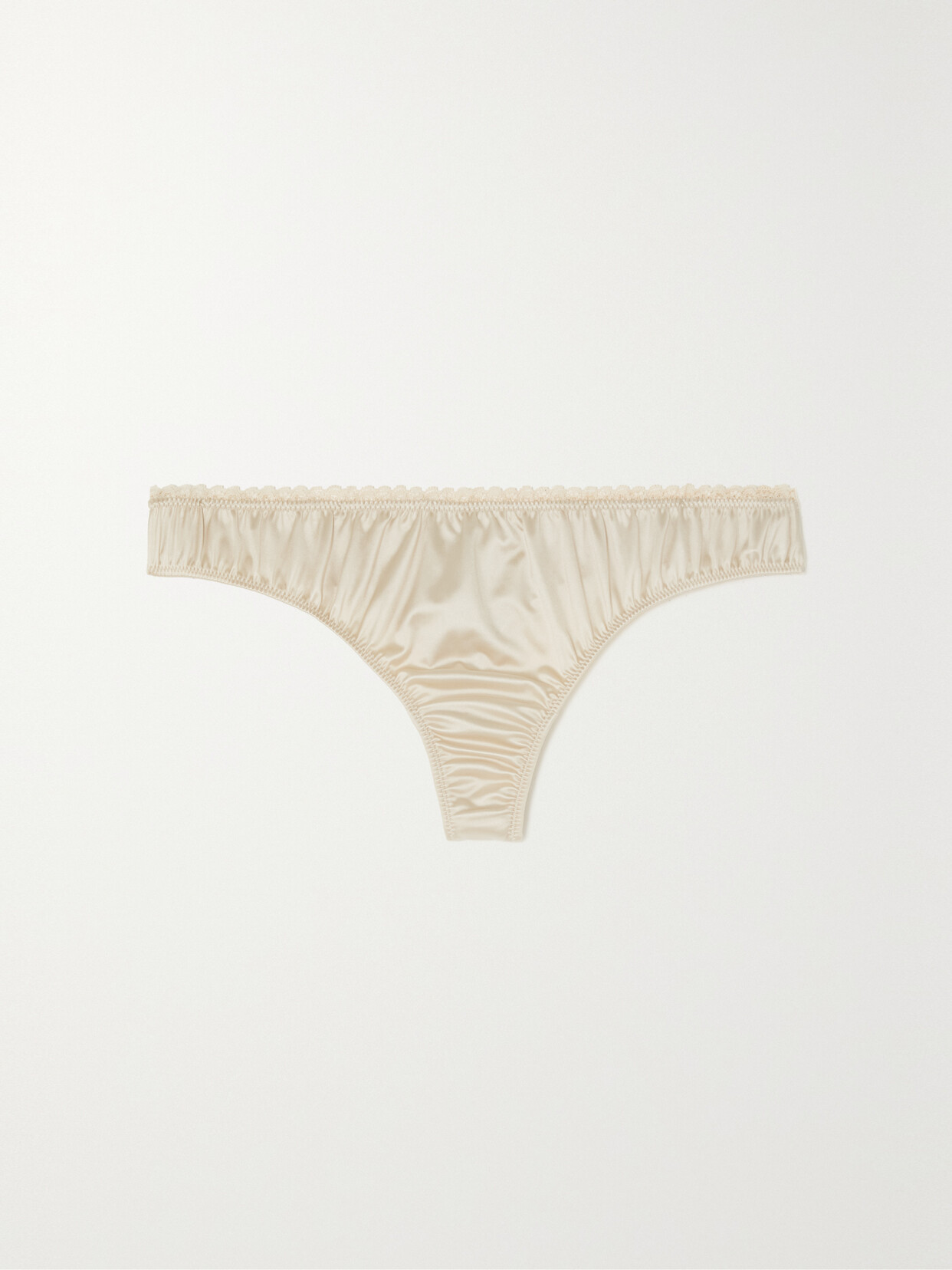 LOVE STORIES Judy Satin And Lace Thong - Off-white