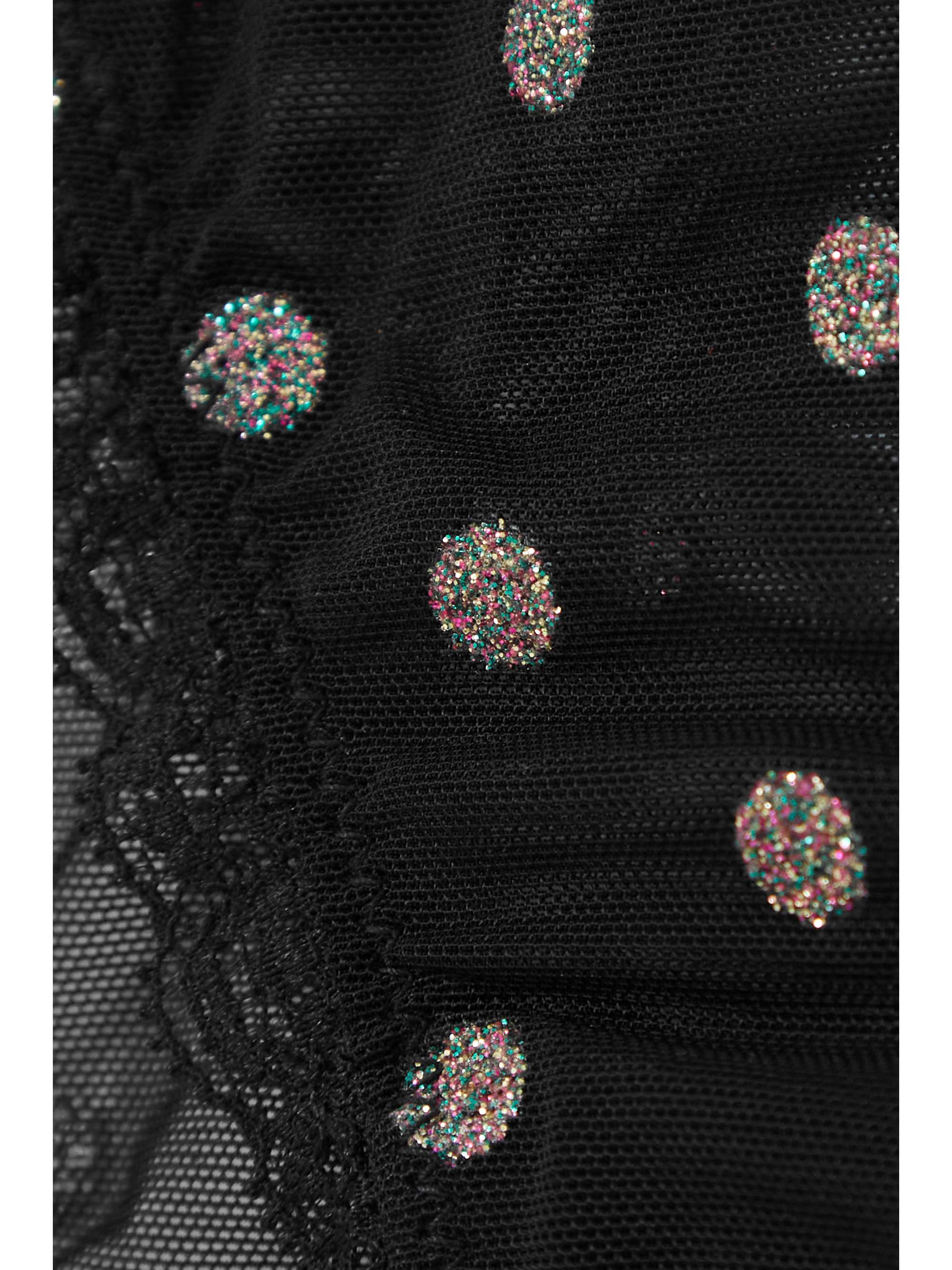 LOVE STORIES Isabel glittered polka-dot tulle briefs