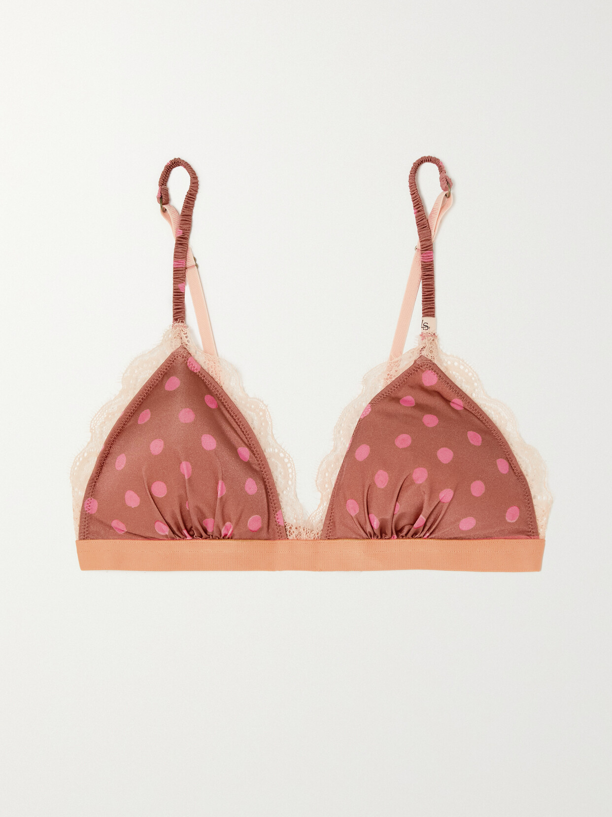 LOVE STORIES Filippa Lace-trimmed Polka-dot Recycled Satin Soft-cup Triangle Bra - Pink