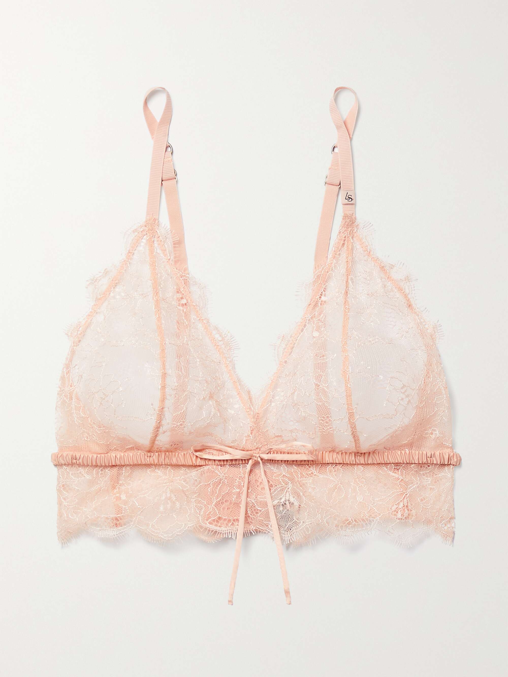 LOVE STORIES Dawn bow-detailed satin-trimmed lace soft-cup triangle bra