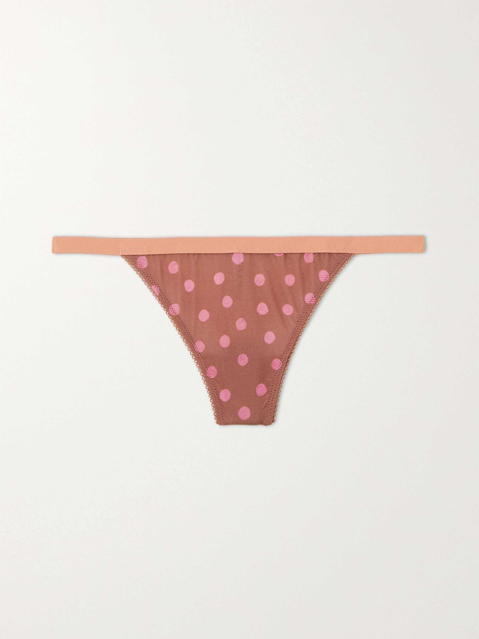 Roomservice polka dot satin and lace thong