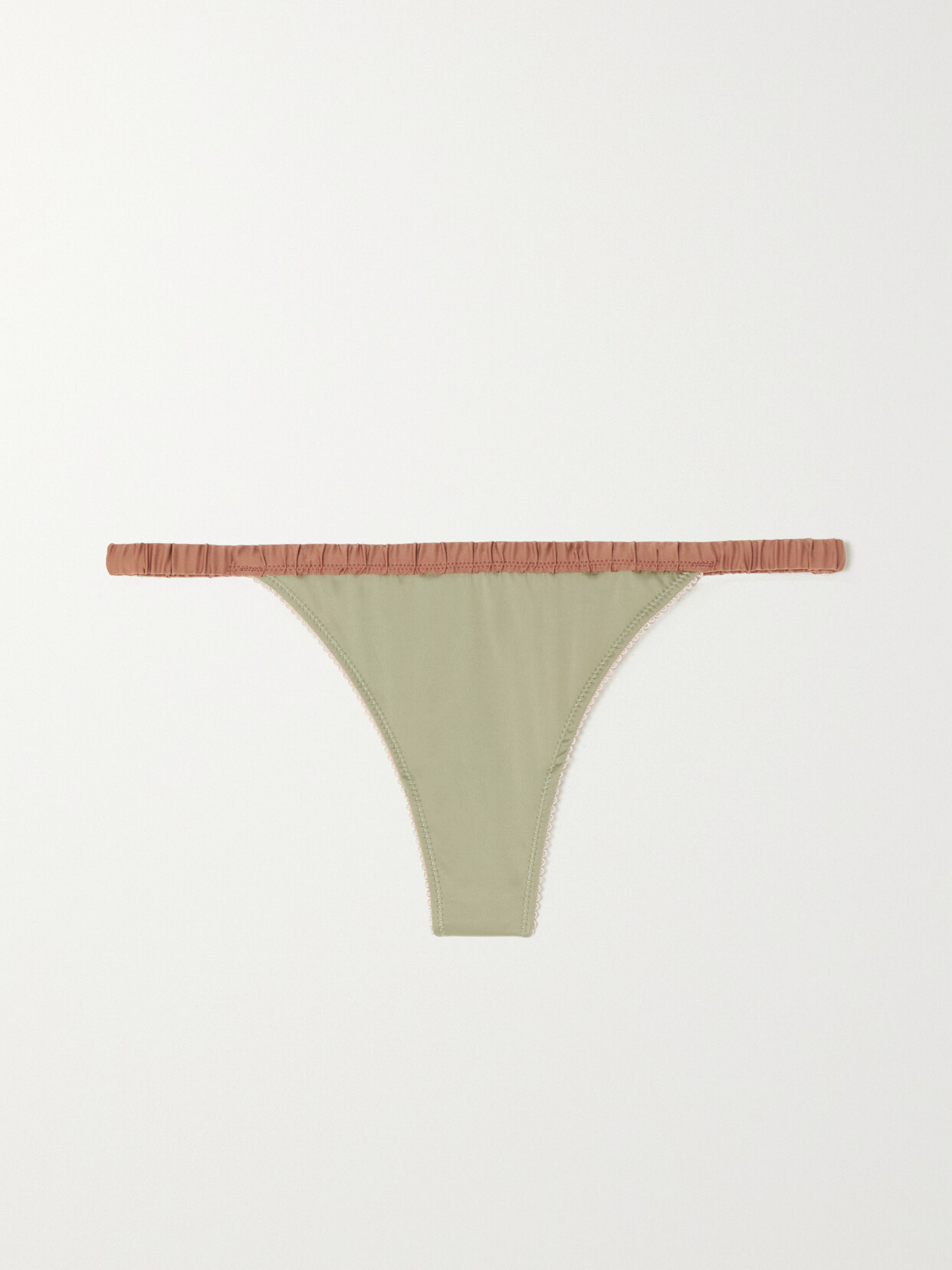 LOVE STORIES Roomservice Satin And Lace Thong - Green