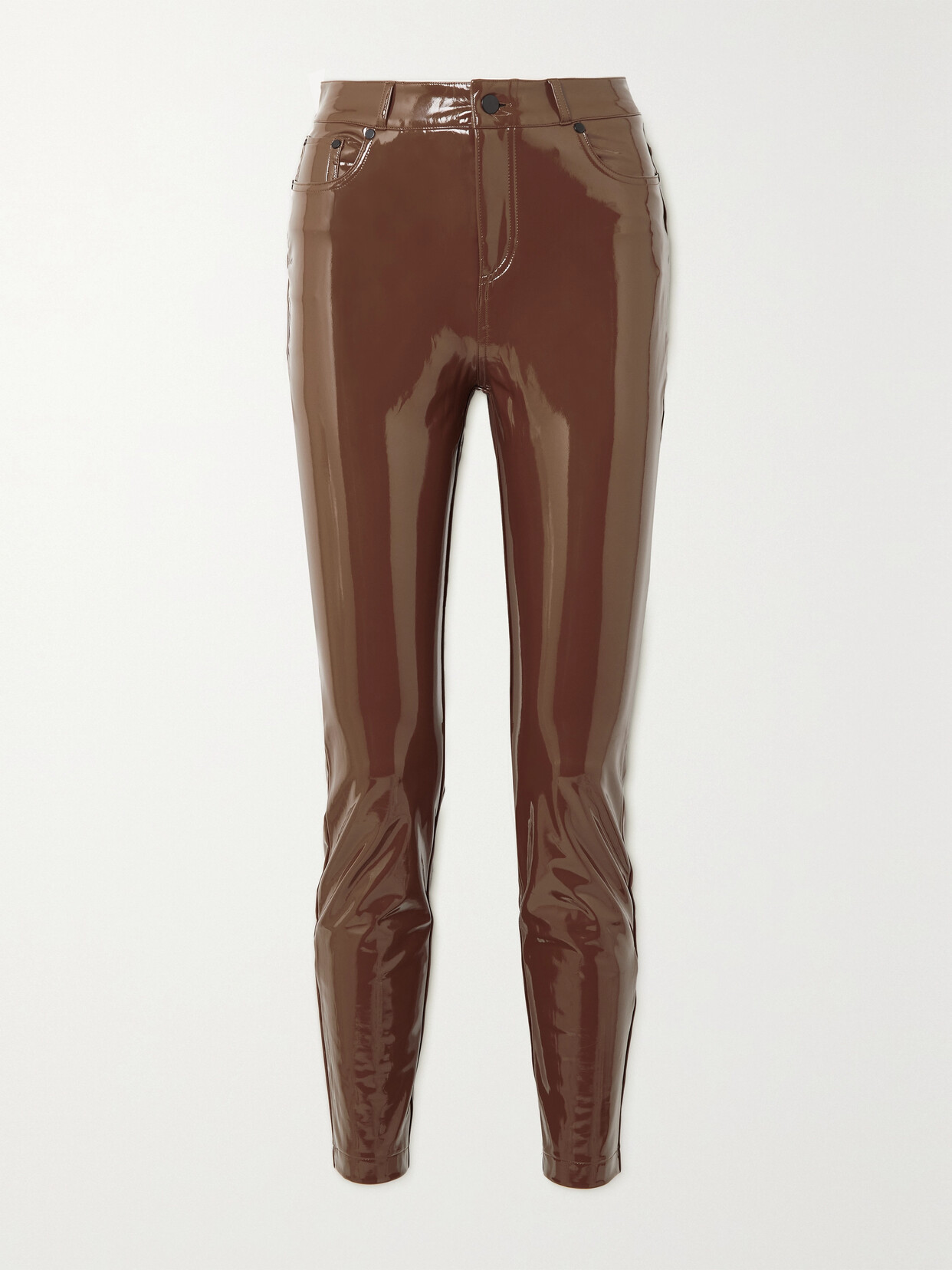 Commando - Stretch Faux Patent-leather Straight-leg Pants - Brown