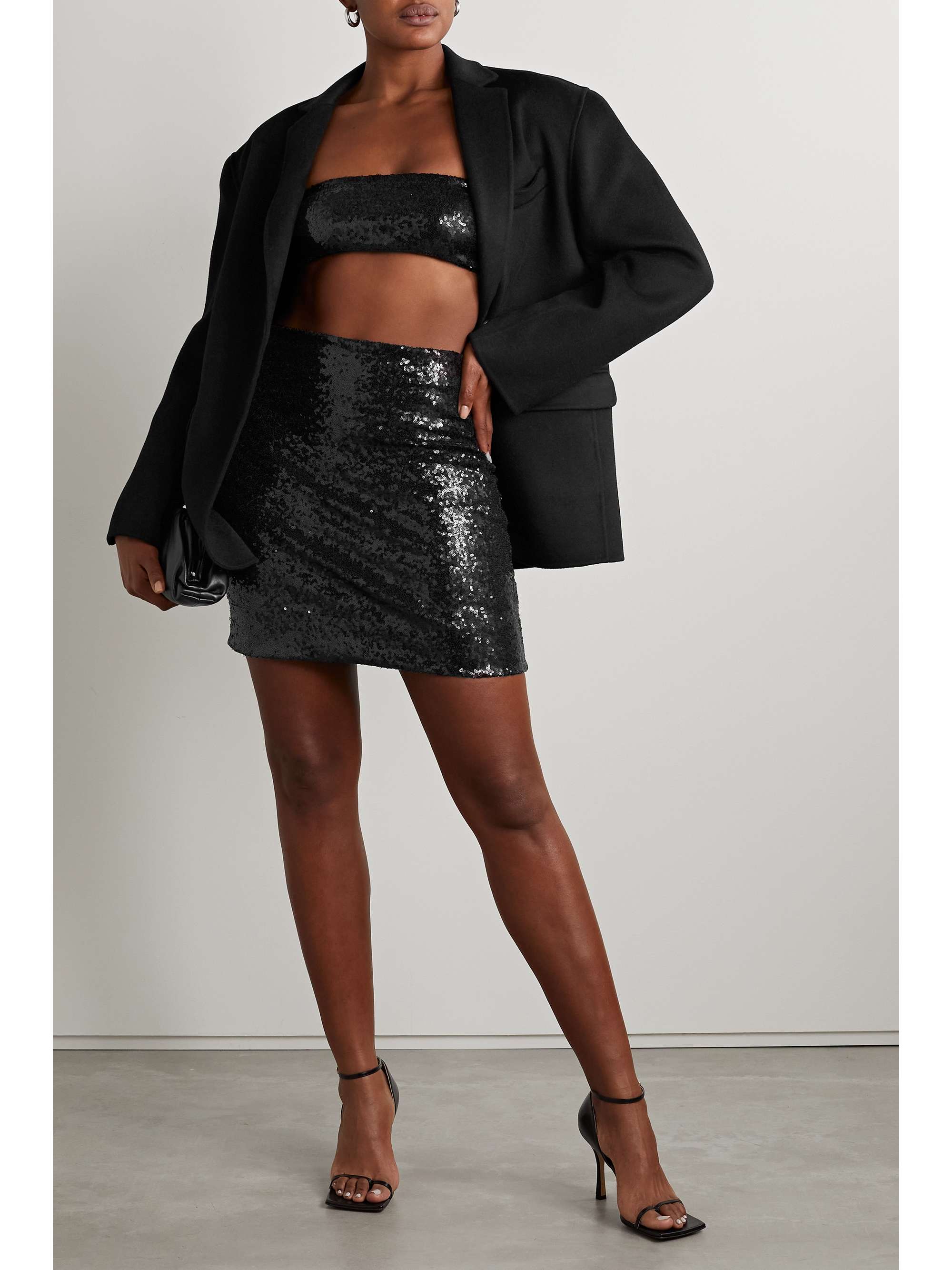 COMMANDO Sequined stretch-jersey bandeau top