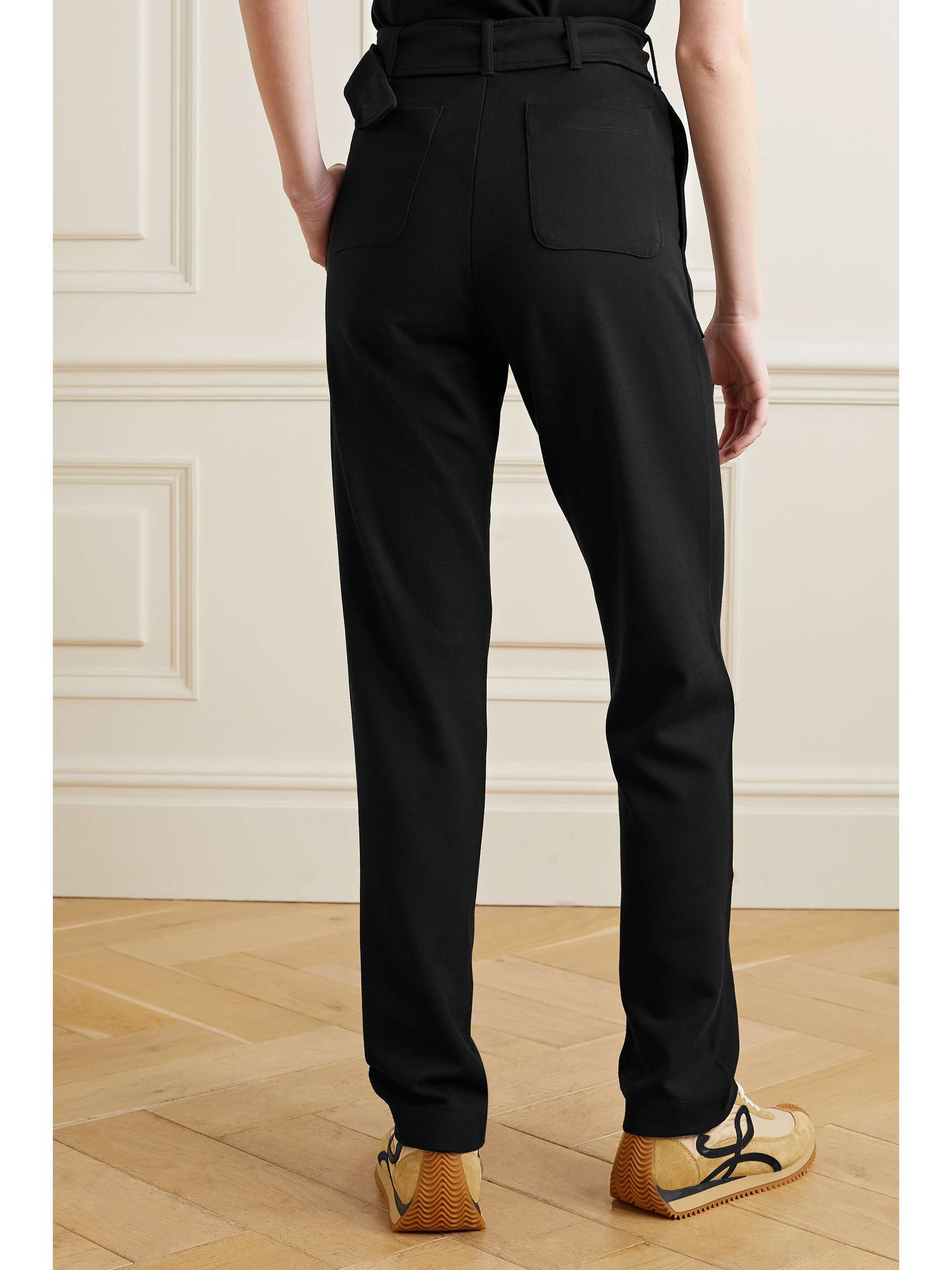 LESET Rio belted stretch-jersey straight-leg pants