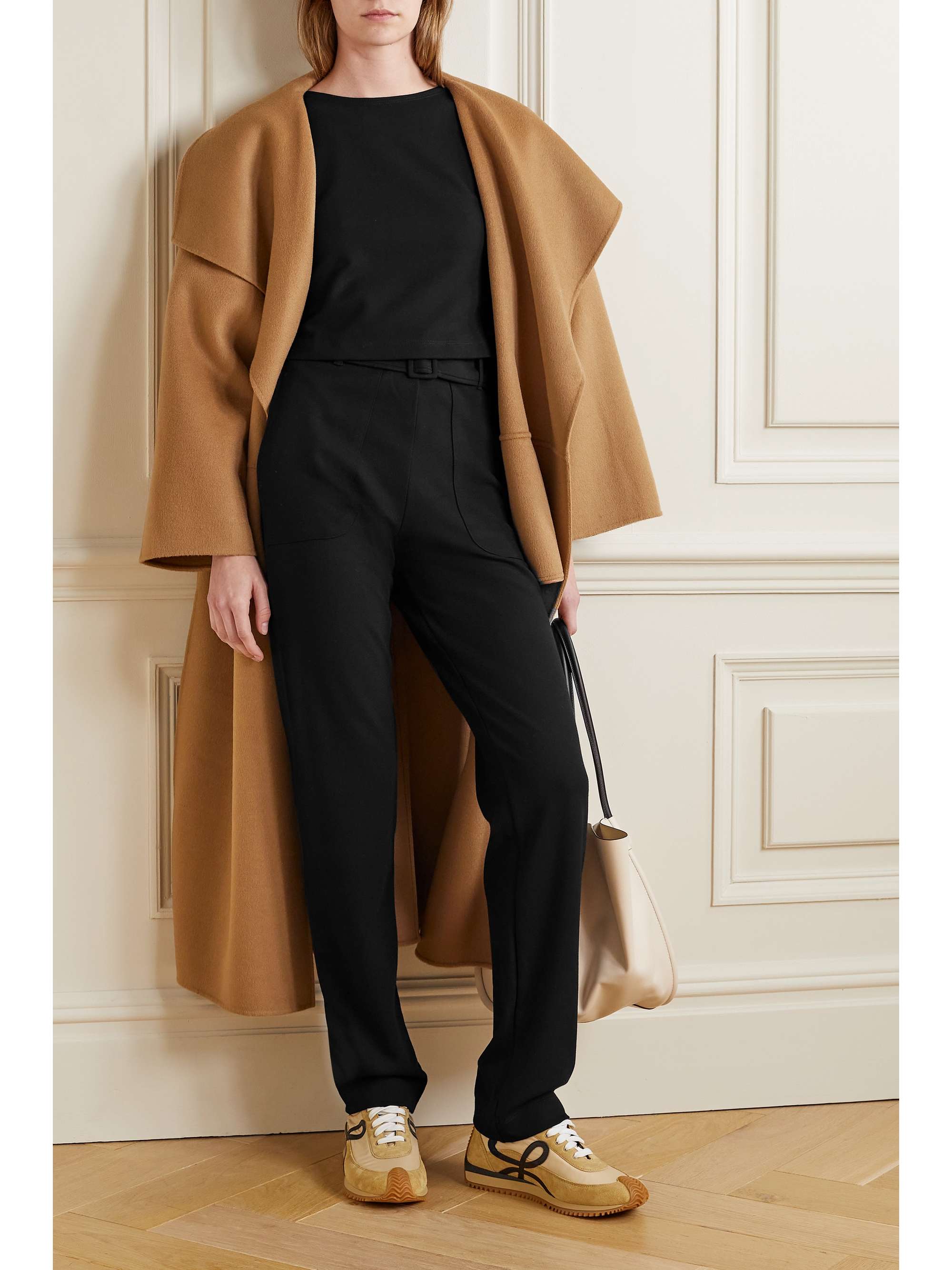 LESET Rio belted stretch-jersey straight-leg pants