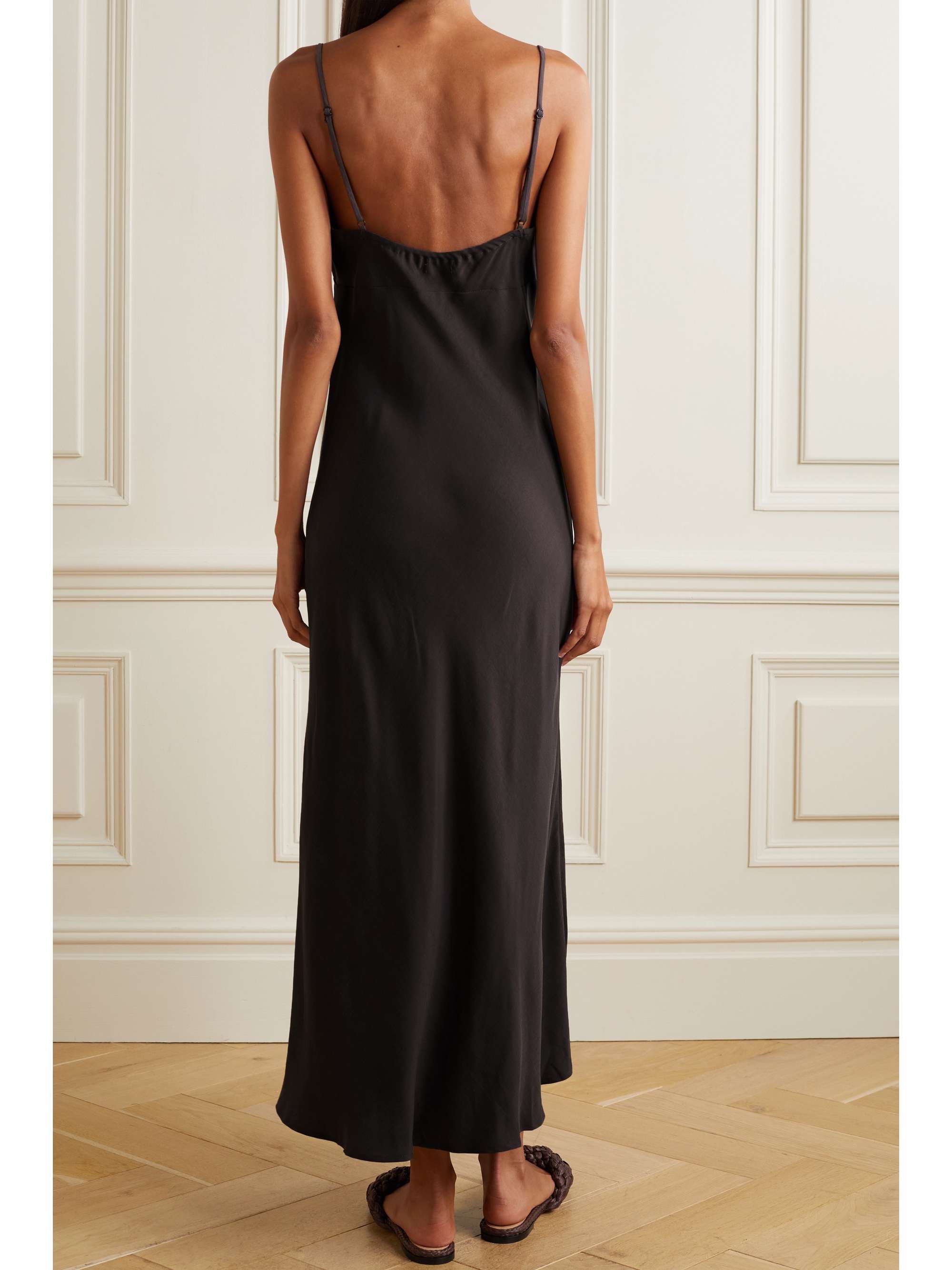 LESET Kim TENCEL-blend sateen maxi dress