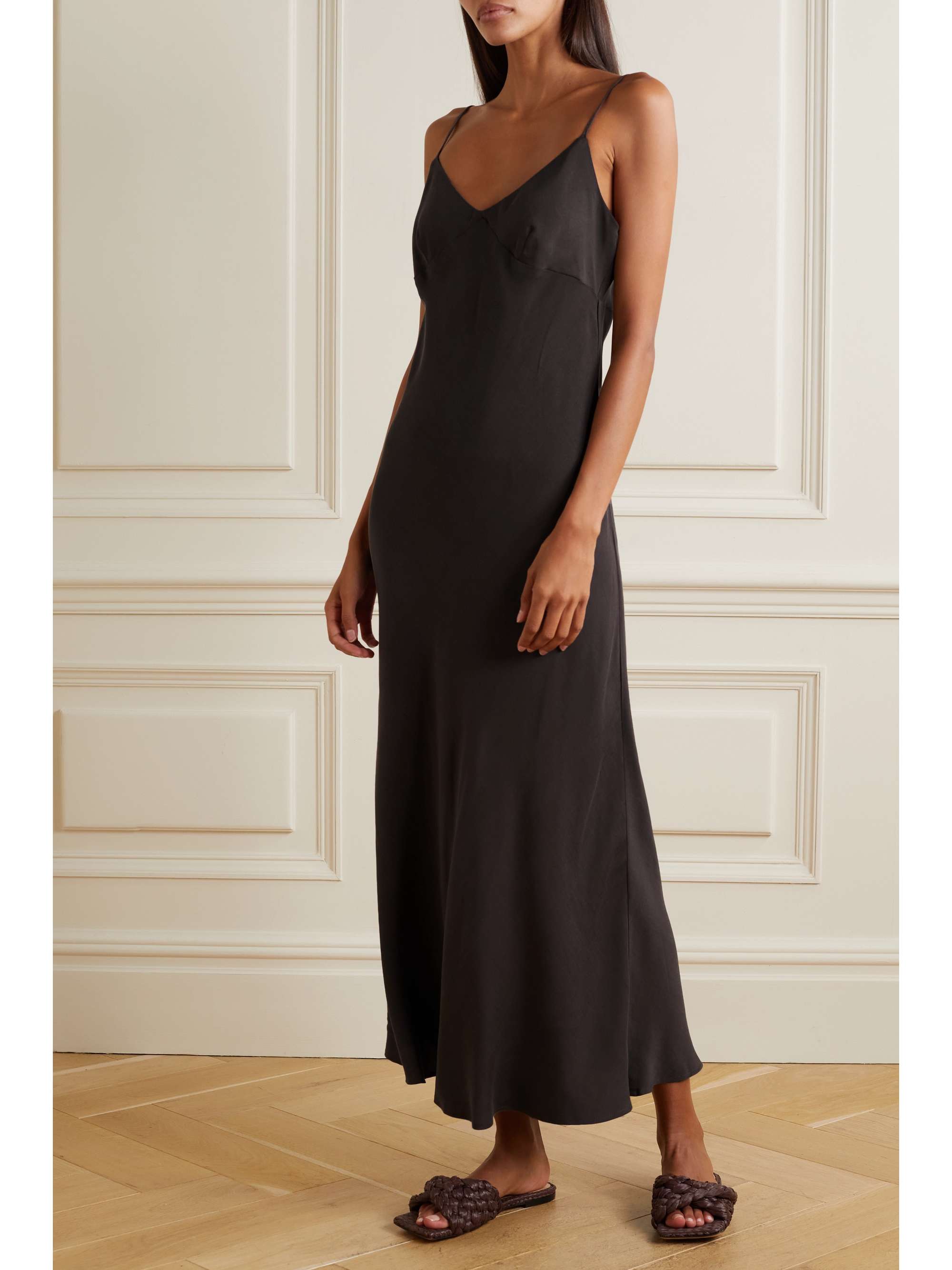 LESET Kim TENCEL-blend sateen maxi dress