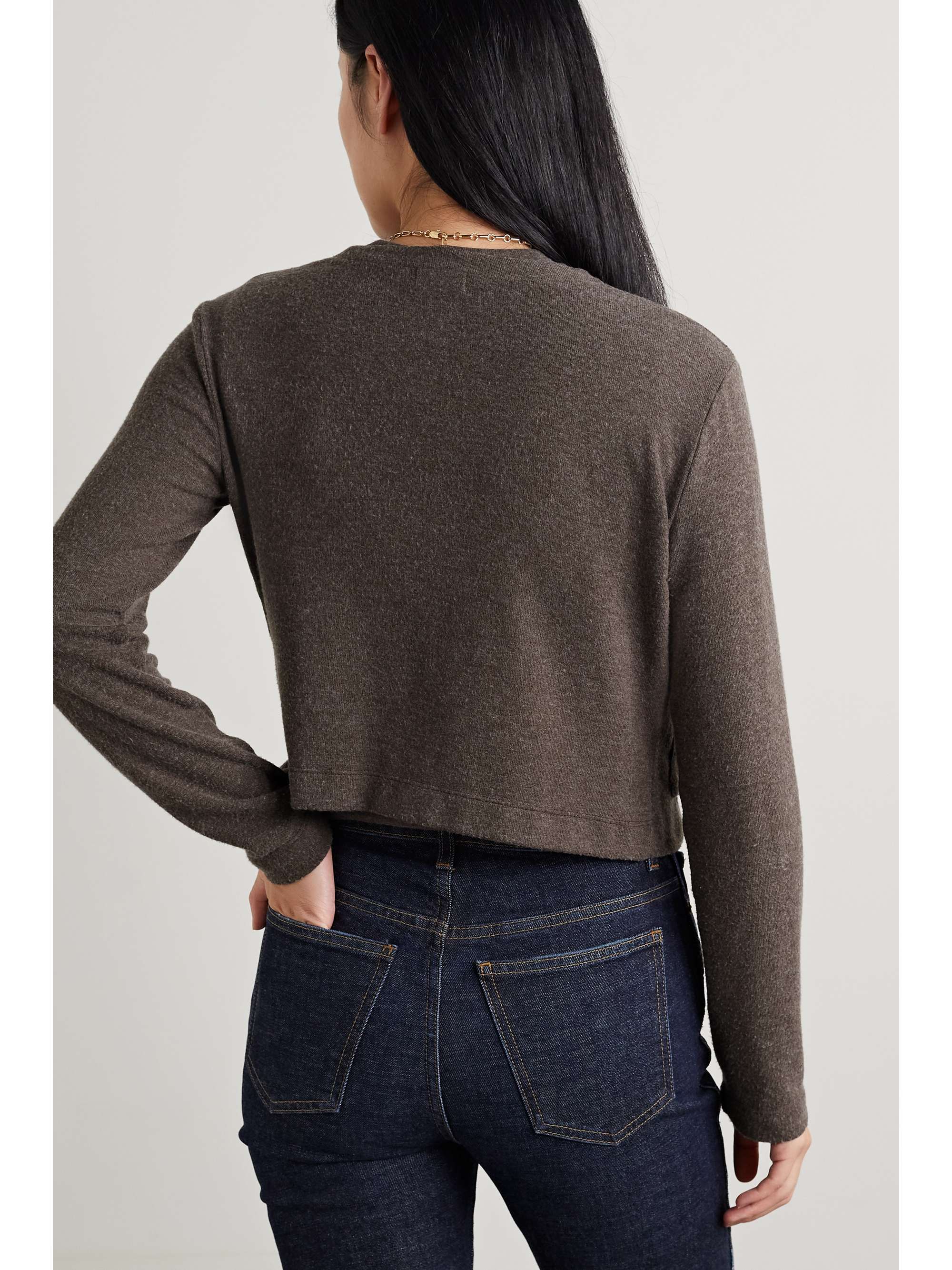 LESET Lauren cropped brushed stretch-knit cardigan