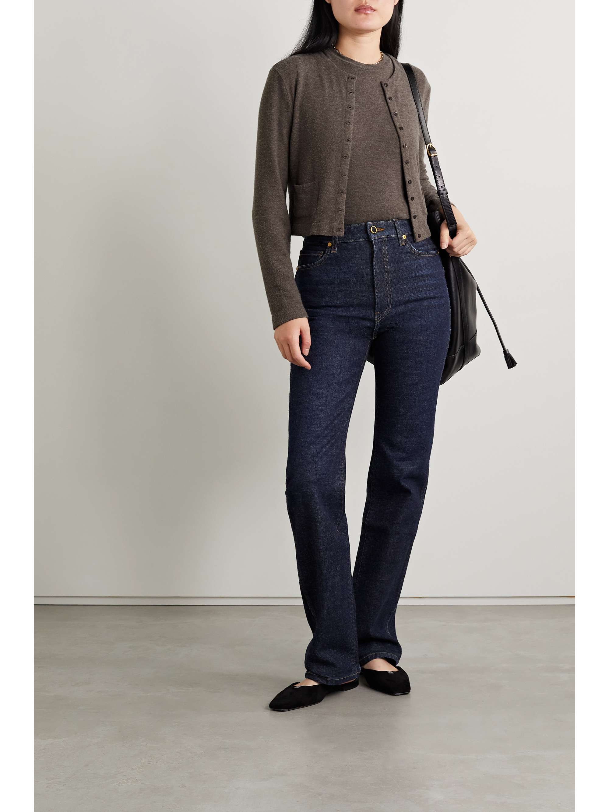 LESET Lauren cropped brushed stretch-knit cardigan | NET-A-PORTER