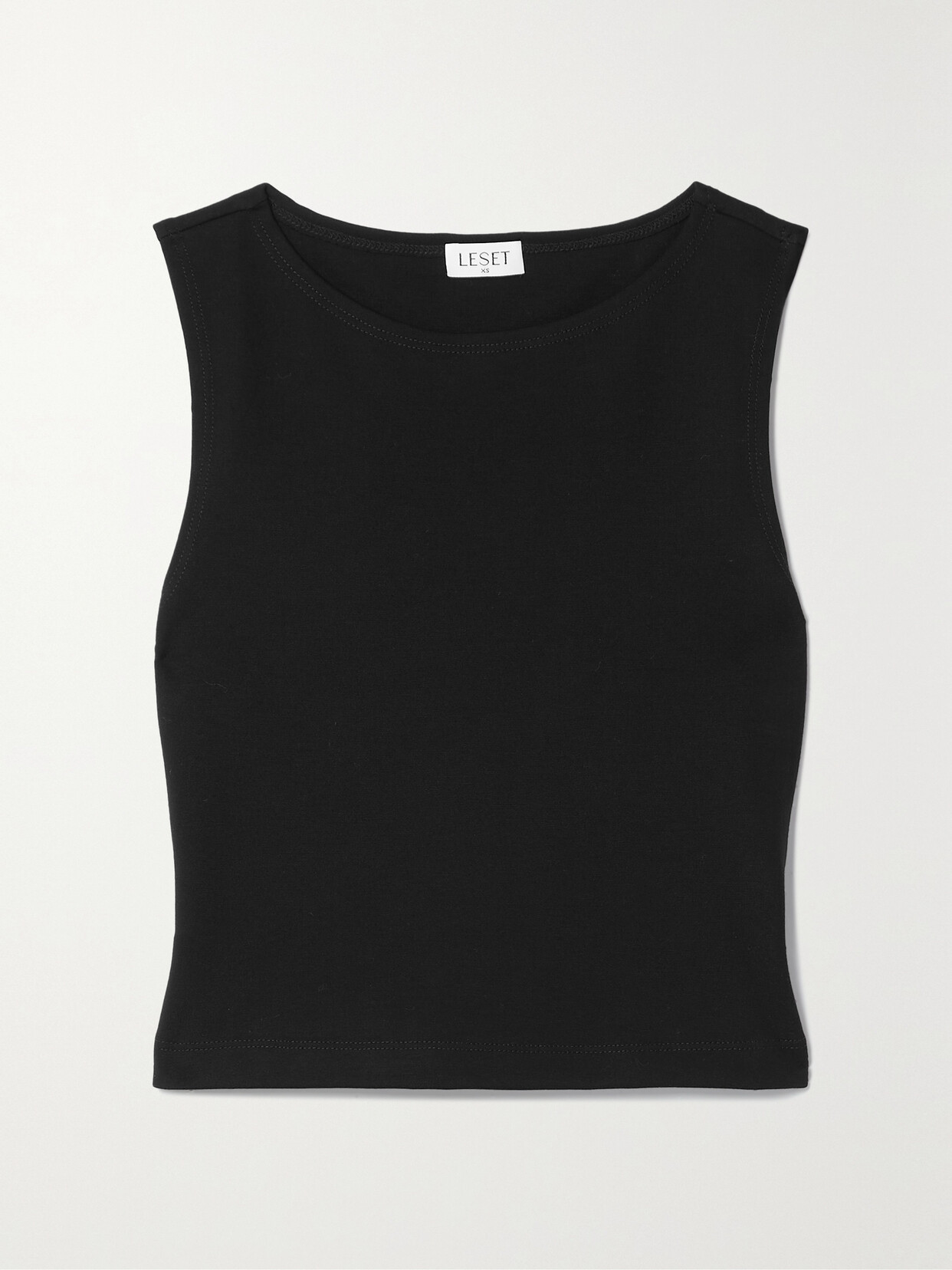 LESET - Rio Cropped Stretch-jersey Tank - Black