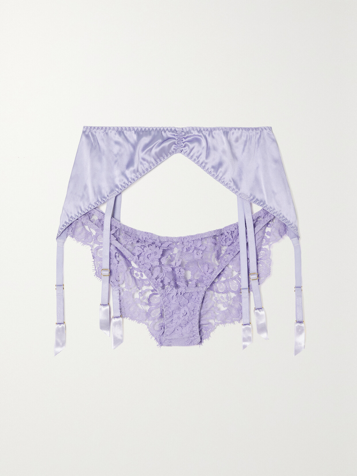 Coco de Mer - Camellia Leavers Lace And Satin Suspender Briefs - Purple