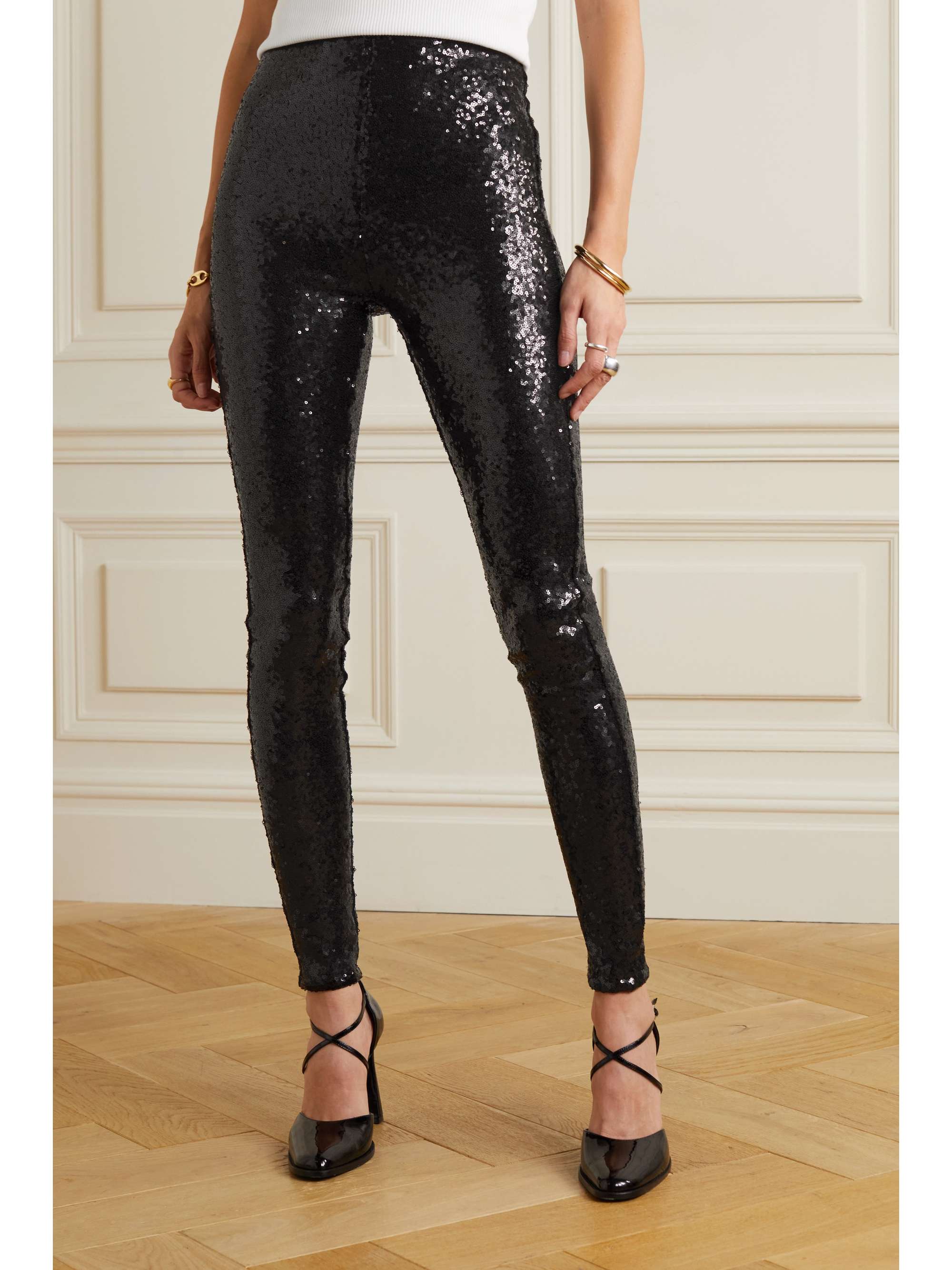 COMMANDO Sequined stretch-jersey leggings