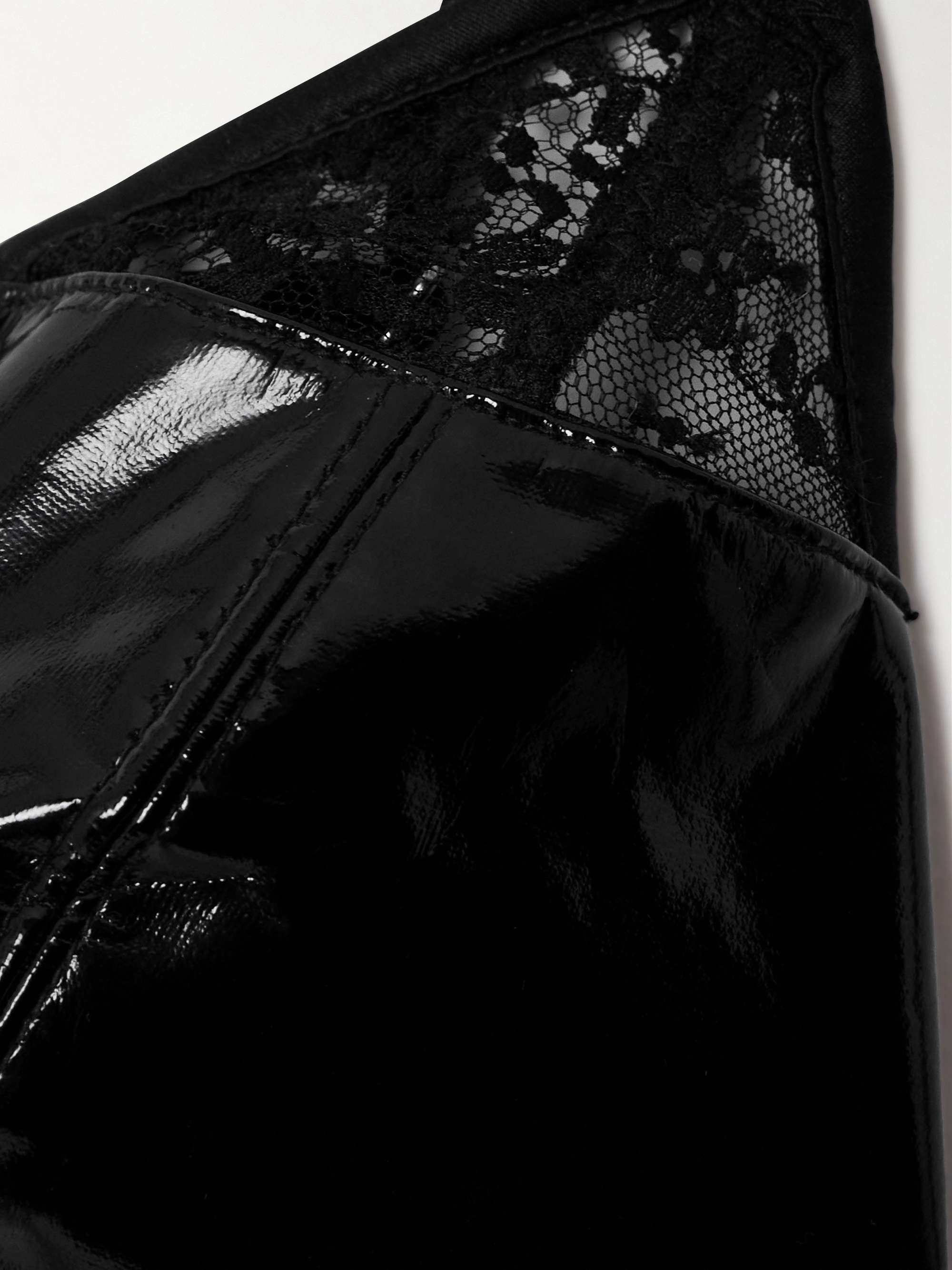 FLEUR DU MAL Frankie lace-trimmed faux patent-leather soft-cup triangle bra