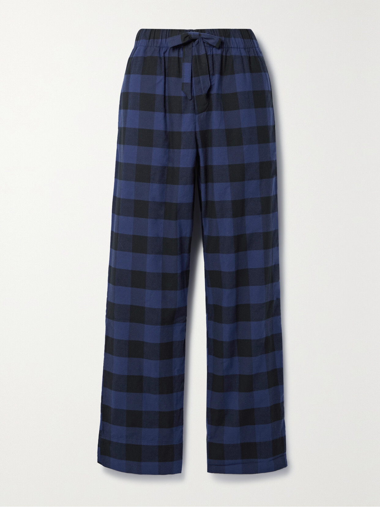 Tekla Gingham Organic Brushed Cottonflannel Pajama Pants In Blue
