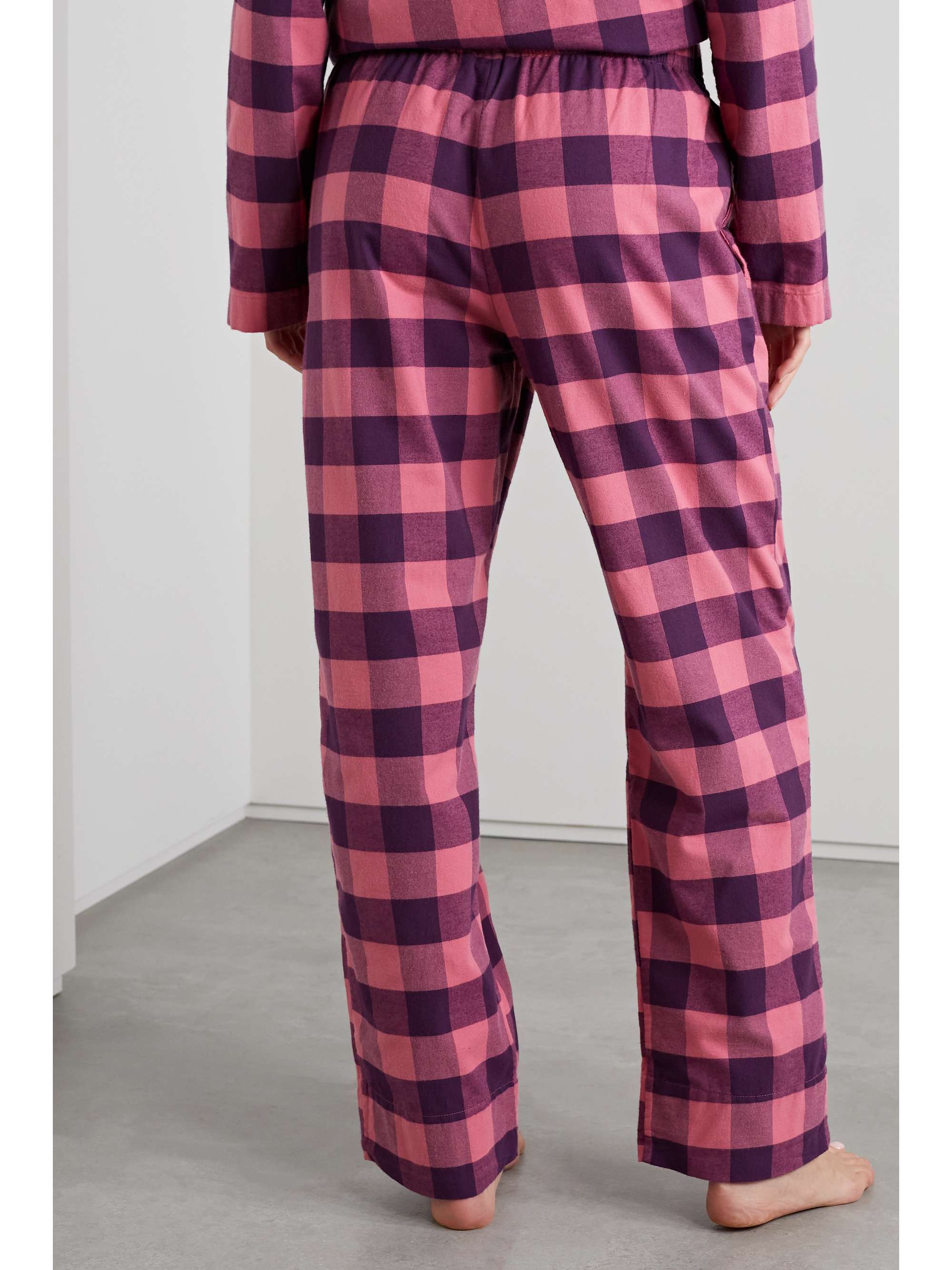 TEKLA Gingham organic brushed cottonflannel pajama pants NETAPORTER