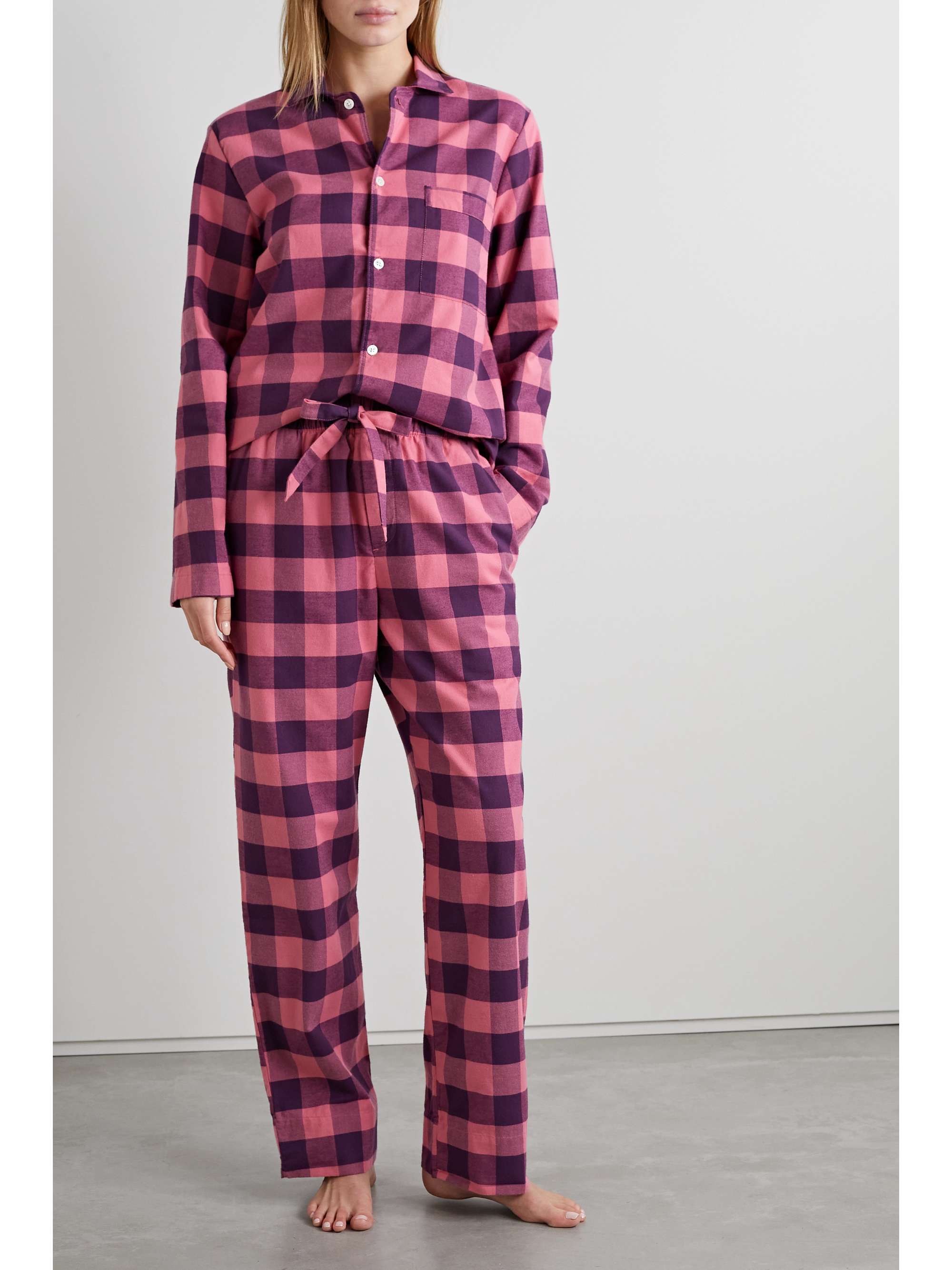 TEKLA Gingham organic brushed cottonflannel pajama pants NETAPORTER