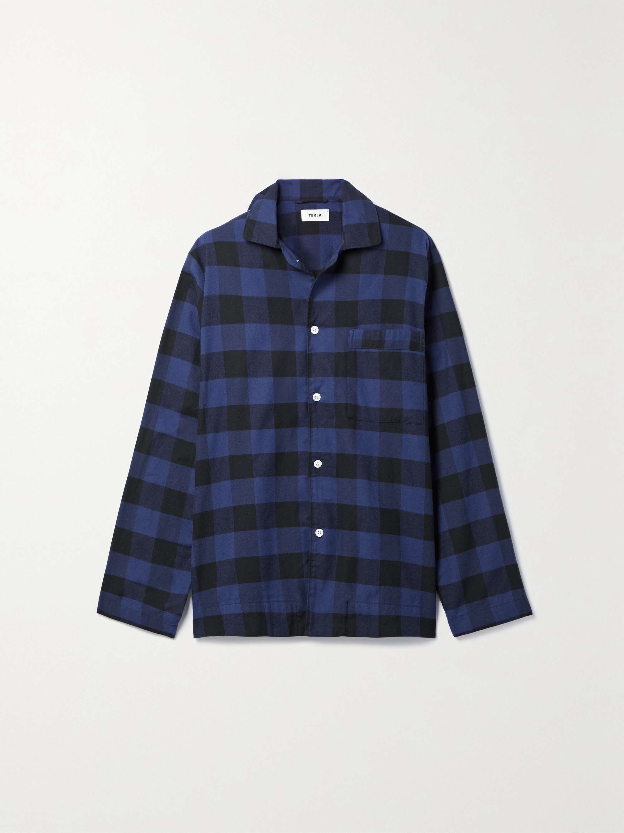 TEKLA Gingham organic brushed cottonflannel pajama shirt NETAPORTER
