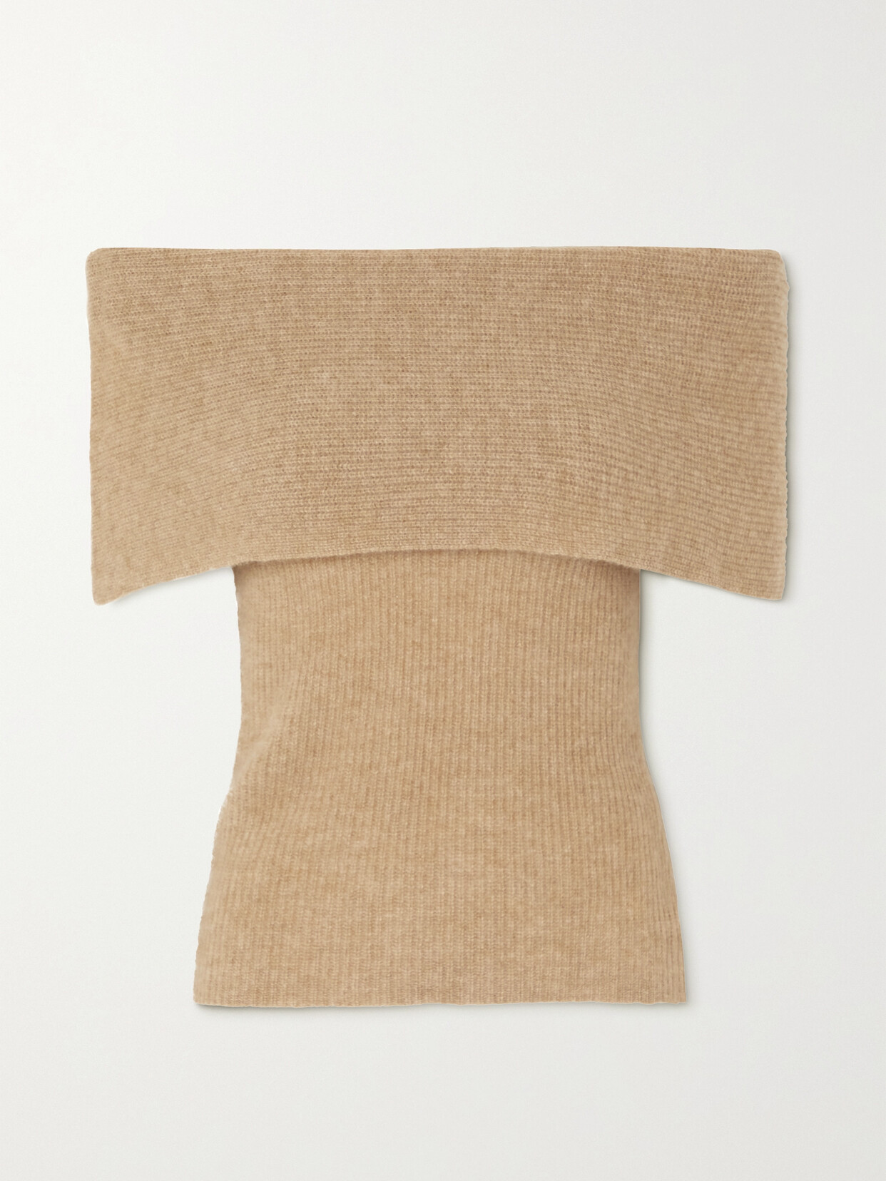 Skin Portia Off-the-shoulder Ribbed Cashmere Top - Brown
