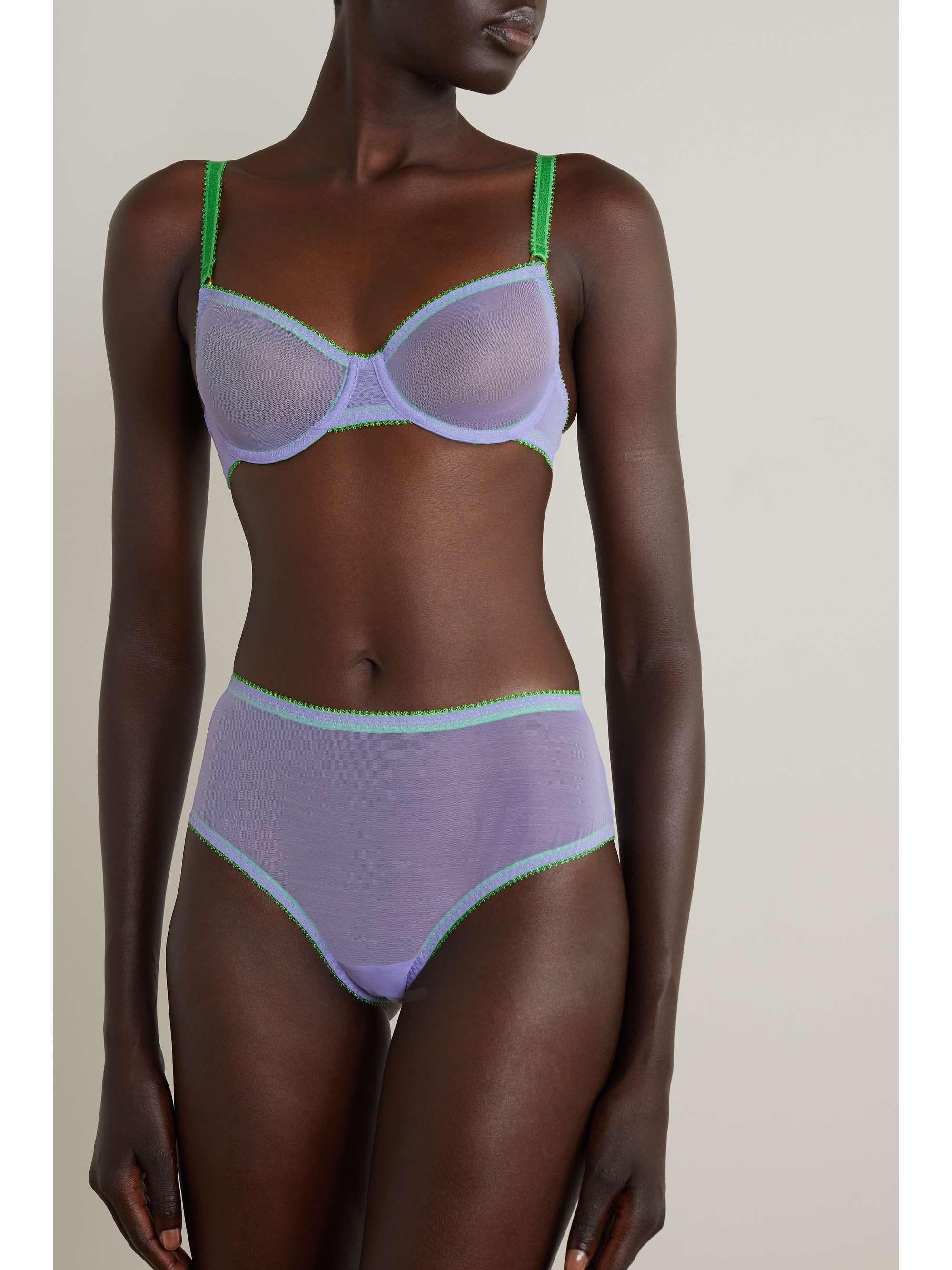 DORA LARSEN + NET SUSTAIN Coralee Clean recycled-tulle briefs
