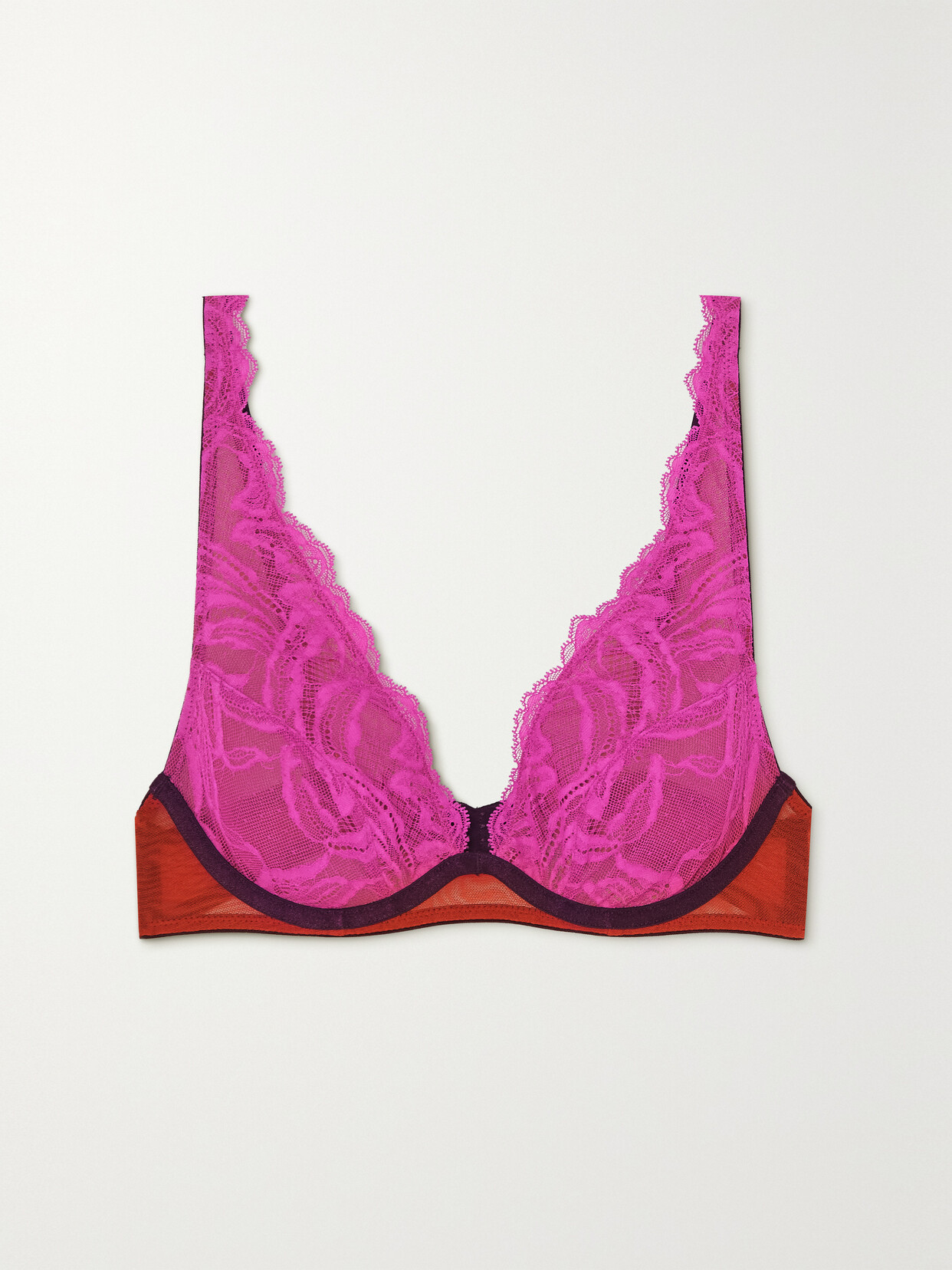 Dora Larsen - + Net Sustain Alba Recycled Lace And Tulle Underwired Plunge Bra - Pink