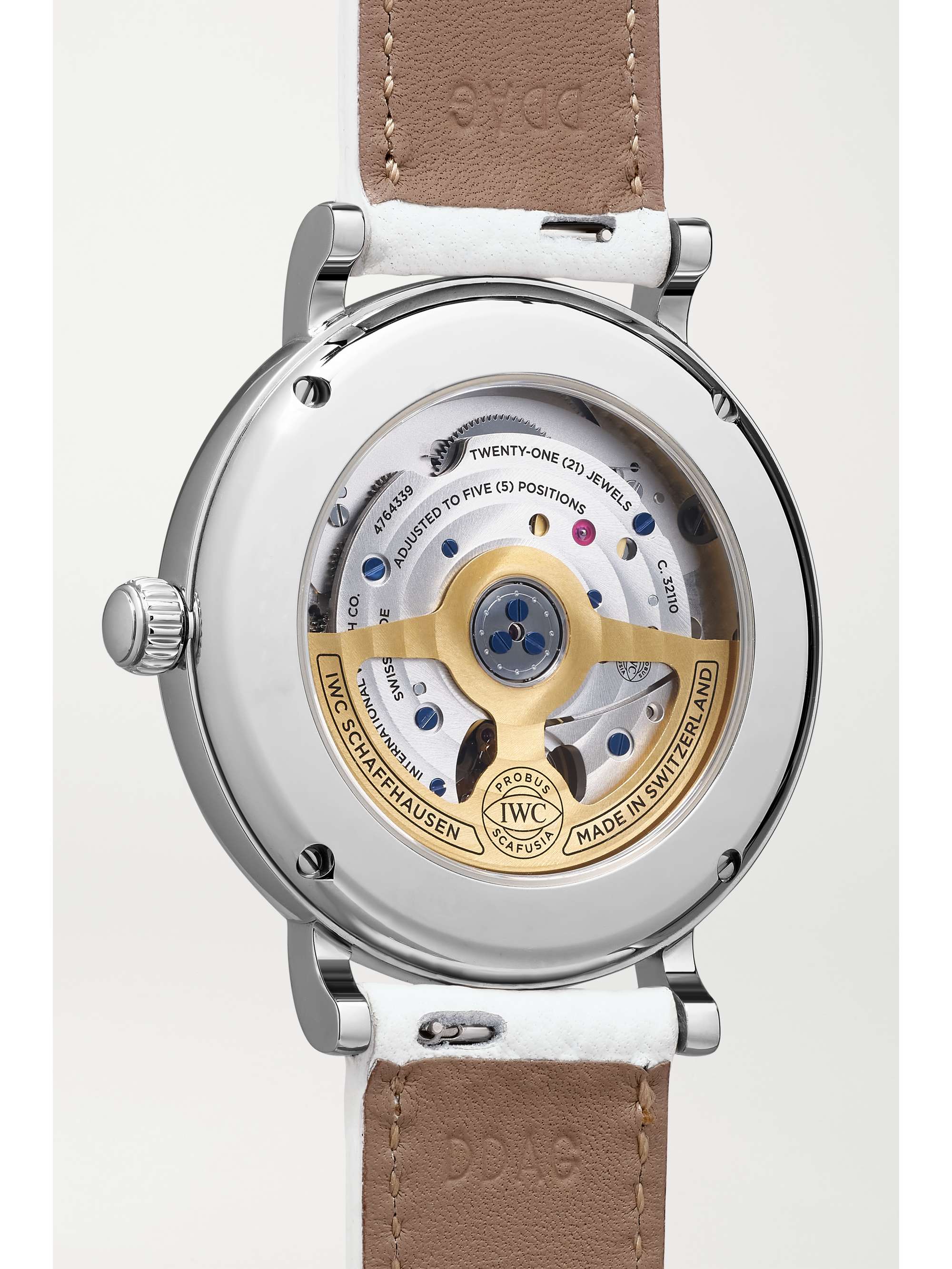 IWC SCHAFFHAUSEN Portofino Automatic 37mm stainless steel, textured-leather and diamond watch