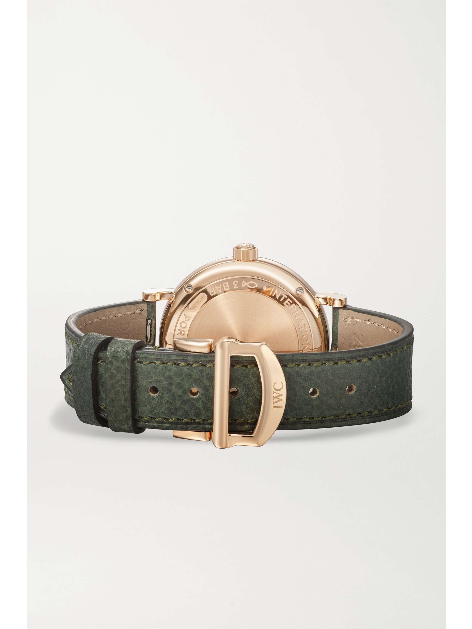 IWC SCHAFFHAUSEN Portofino Automatic 34mm gold-plated, textured-leather and diamond watch