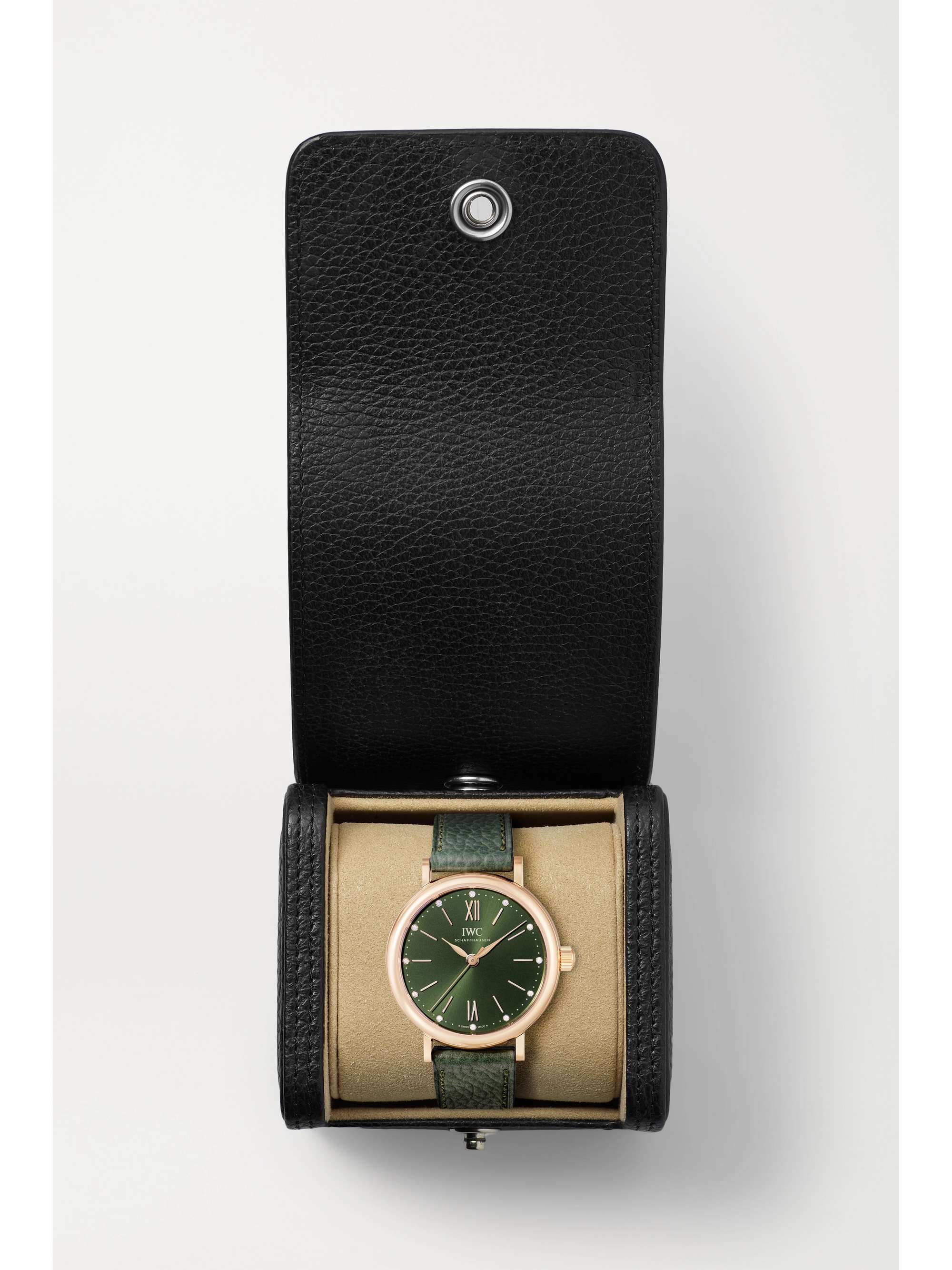 IWC SCHAFFHAUSEN Portofino Automatic 34mm gold-plated, textured-leather and diamond watch