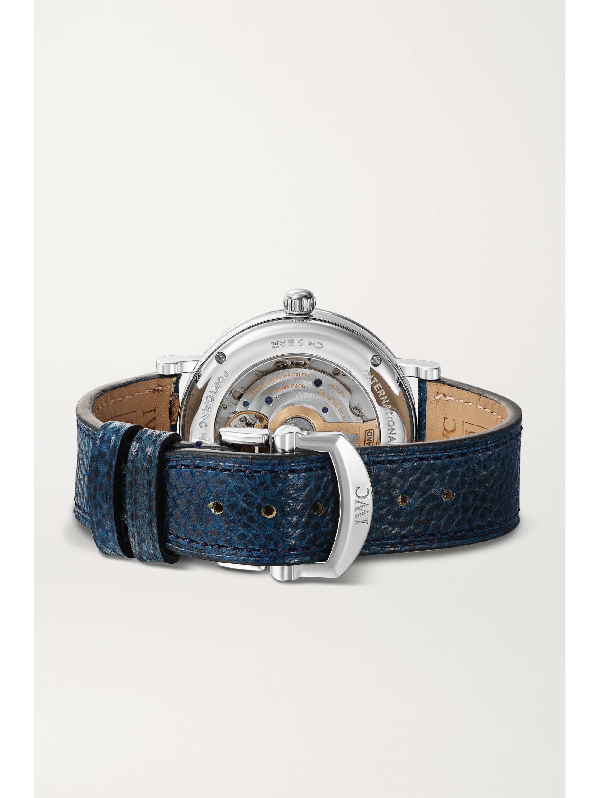 IWC SCHAFFHAUSEN Portofino Automatic Moon Phase 37mm stainless steel, textured-leather and diamond watch