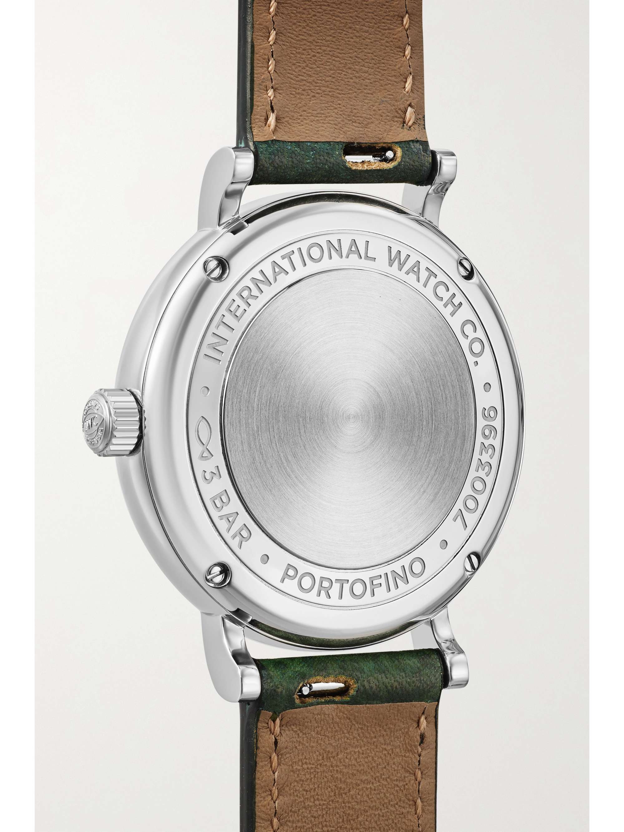 IWC SCHAFFHAUSEN Portofino 自动上链 34 毫米精钢钻石腕表（纹理皮革表带）