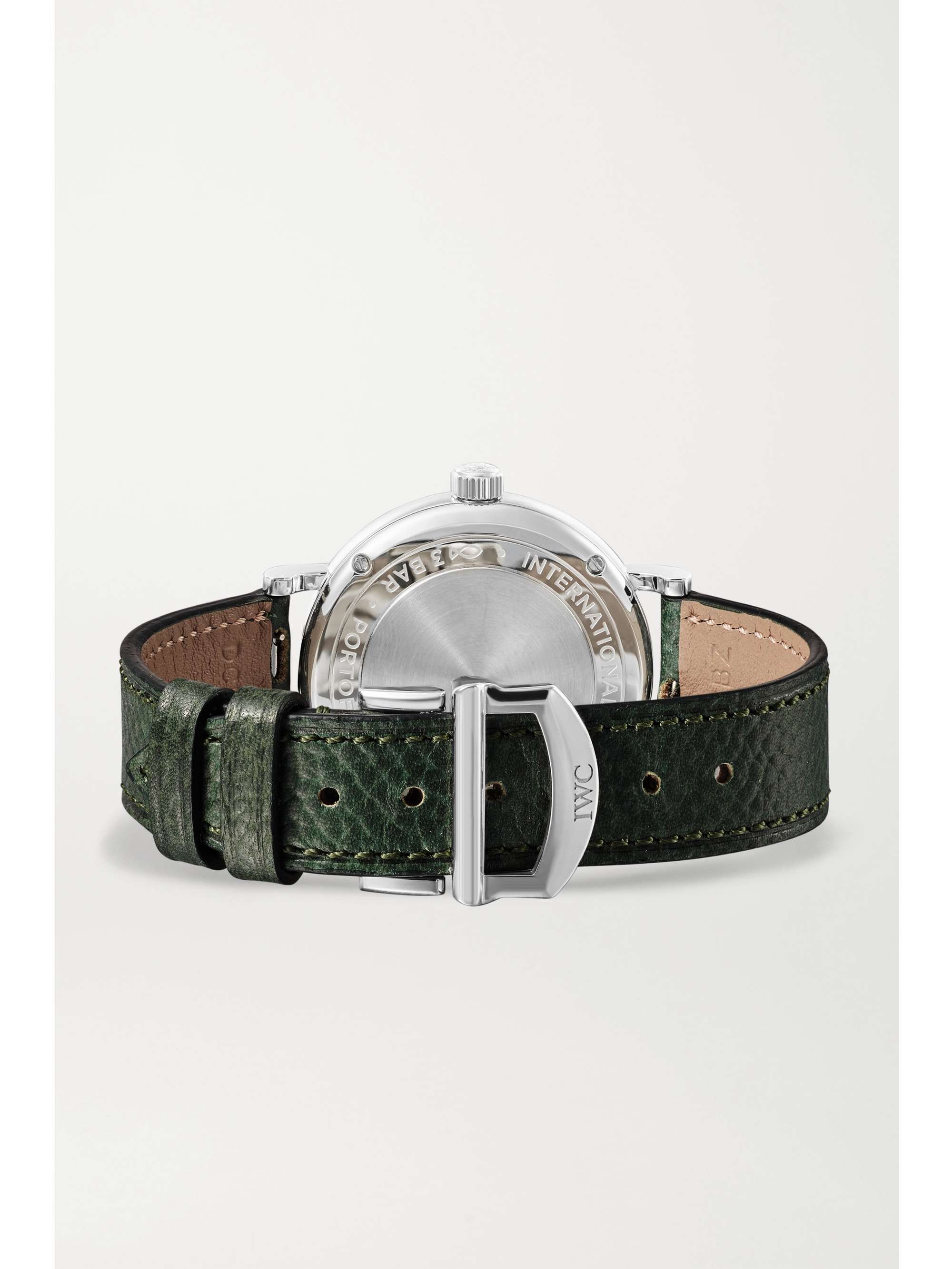 IWC SCHAFFHAUSEN Portofino 自动上链 34 毫米精钢钻石腕表（纹理皮革表带）