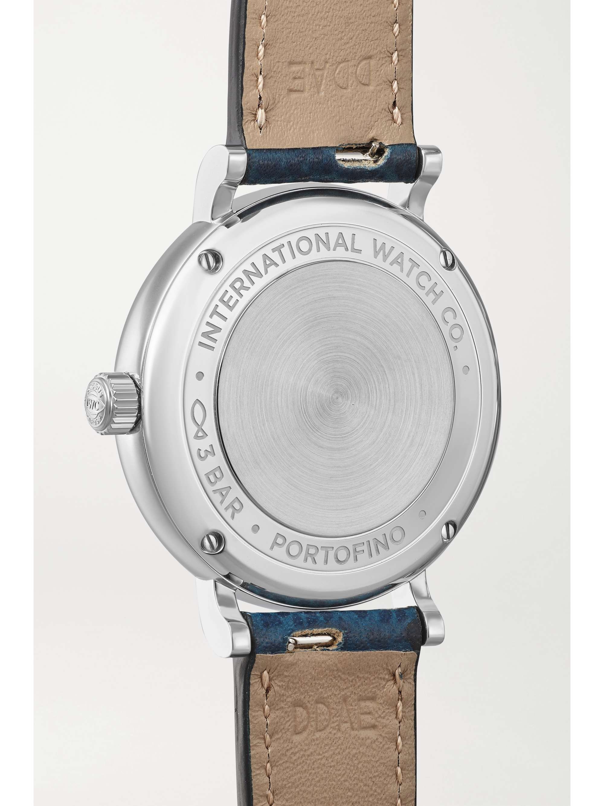 IWC SCHAFFHAUSEN Montre en acier inoxydable et diamants à bracelet en cuir texturé Portofino Automatic, 34 mm