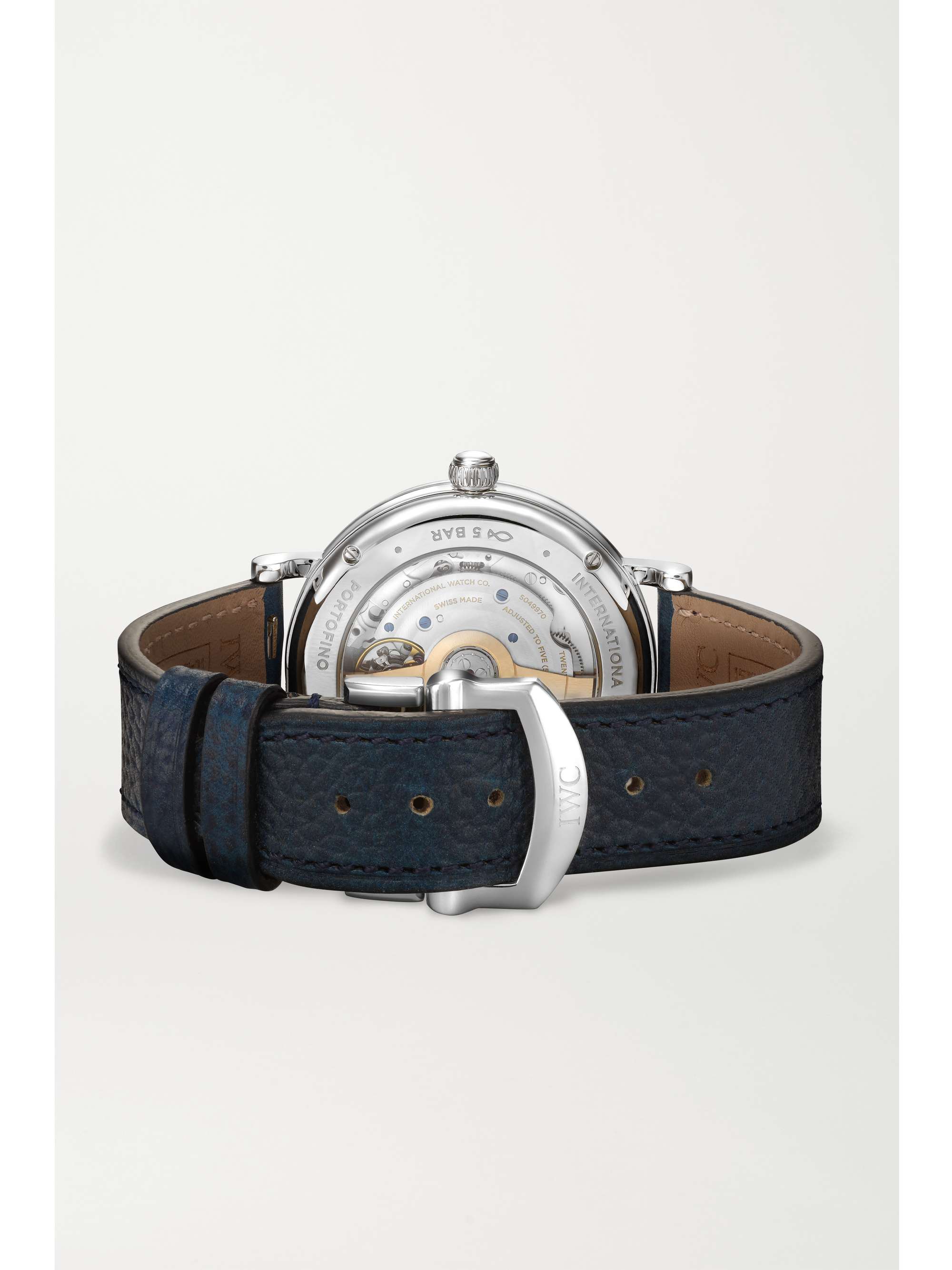 IWC SCHAFFHAUSEN ساعة Portofino Automatic بقطر ‏37 مم من الفولاذ المقاوم للصدأ والجلد والألماس