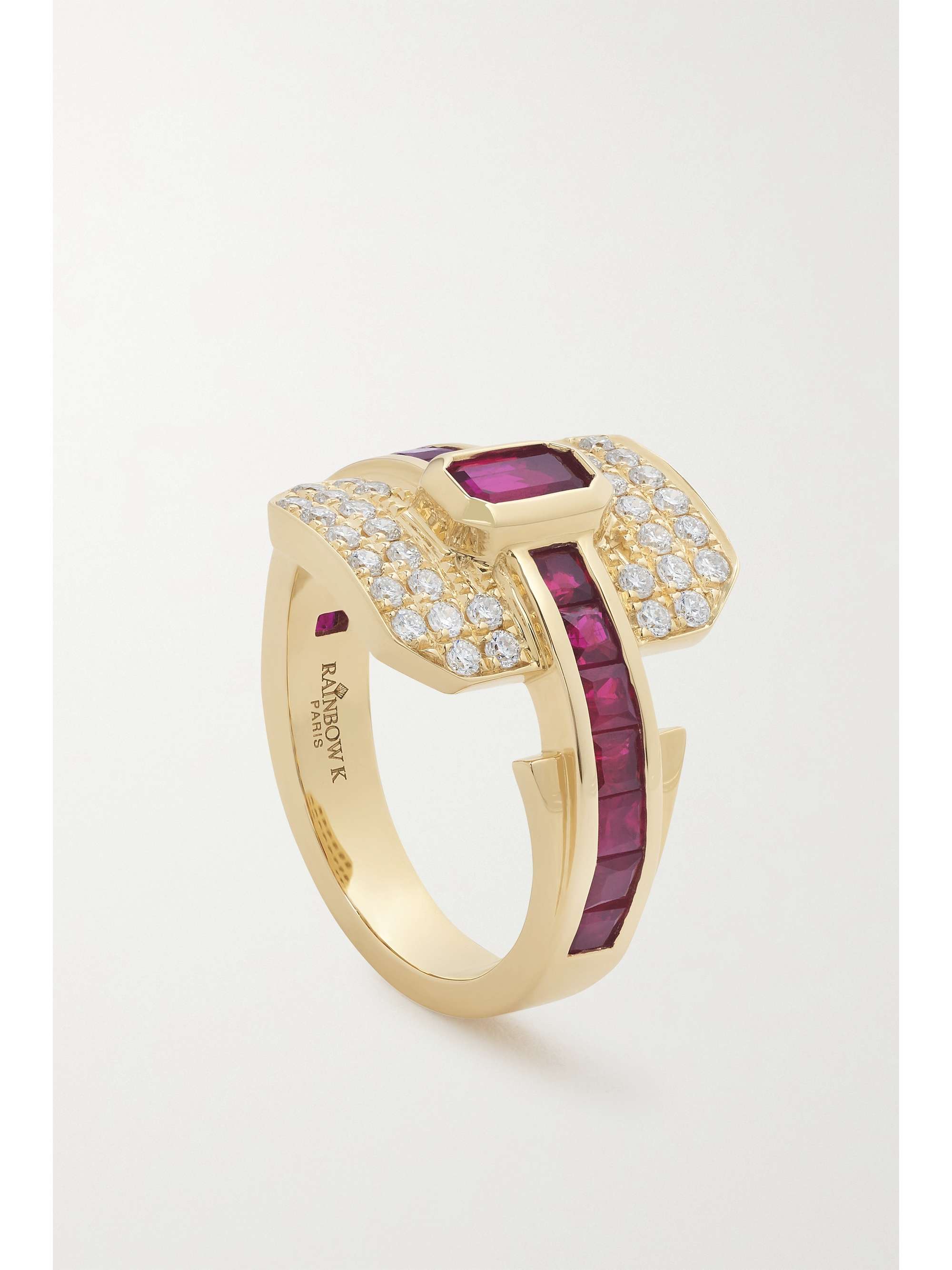 RAINBOW K Shield 18-karat gold, ruby and diamond ring