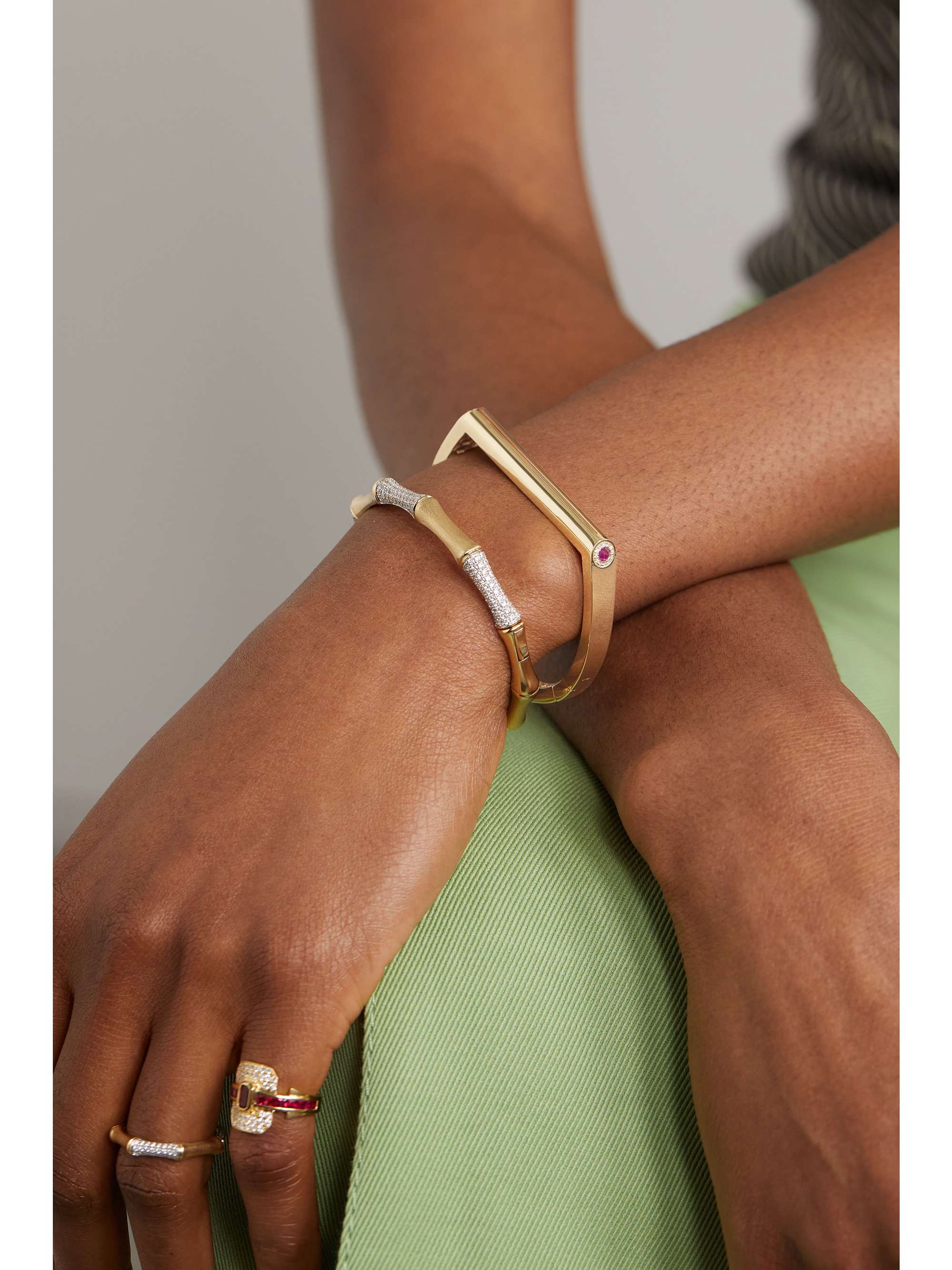 RAINBOW K Grace 14-karat gold, sapphire and diamond bangle