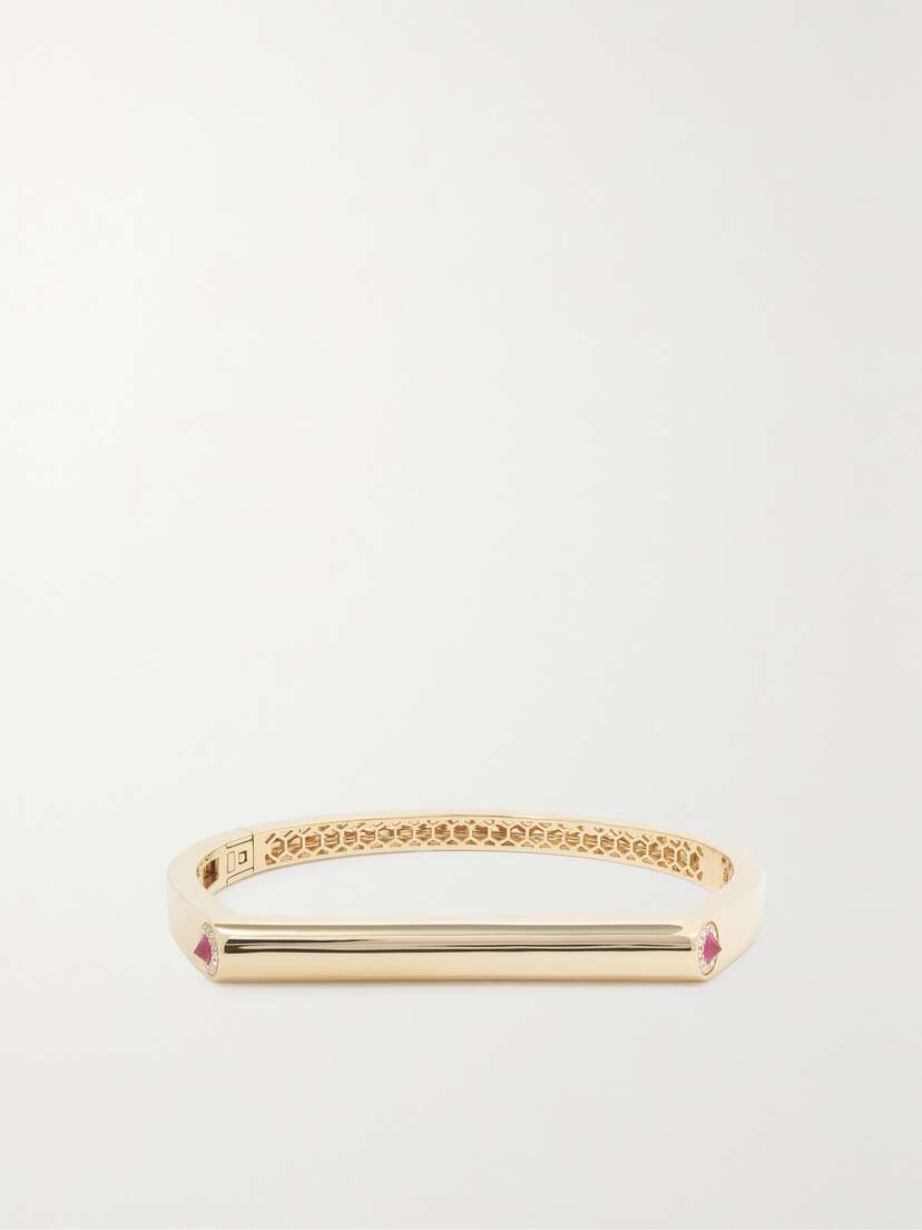 Rainbow K Grace 14-karat Gold, Sapphire And Diamond Bangle