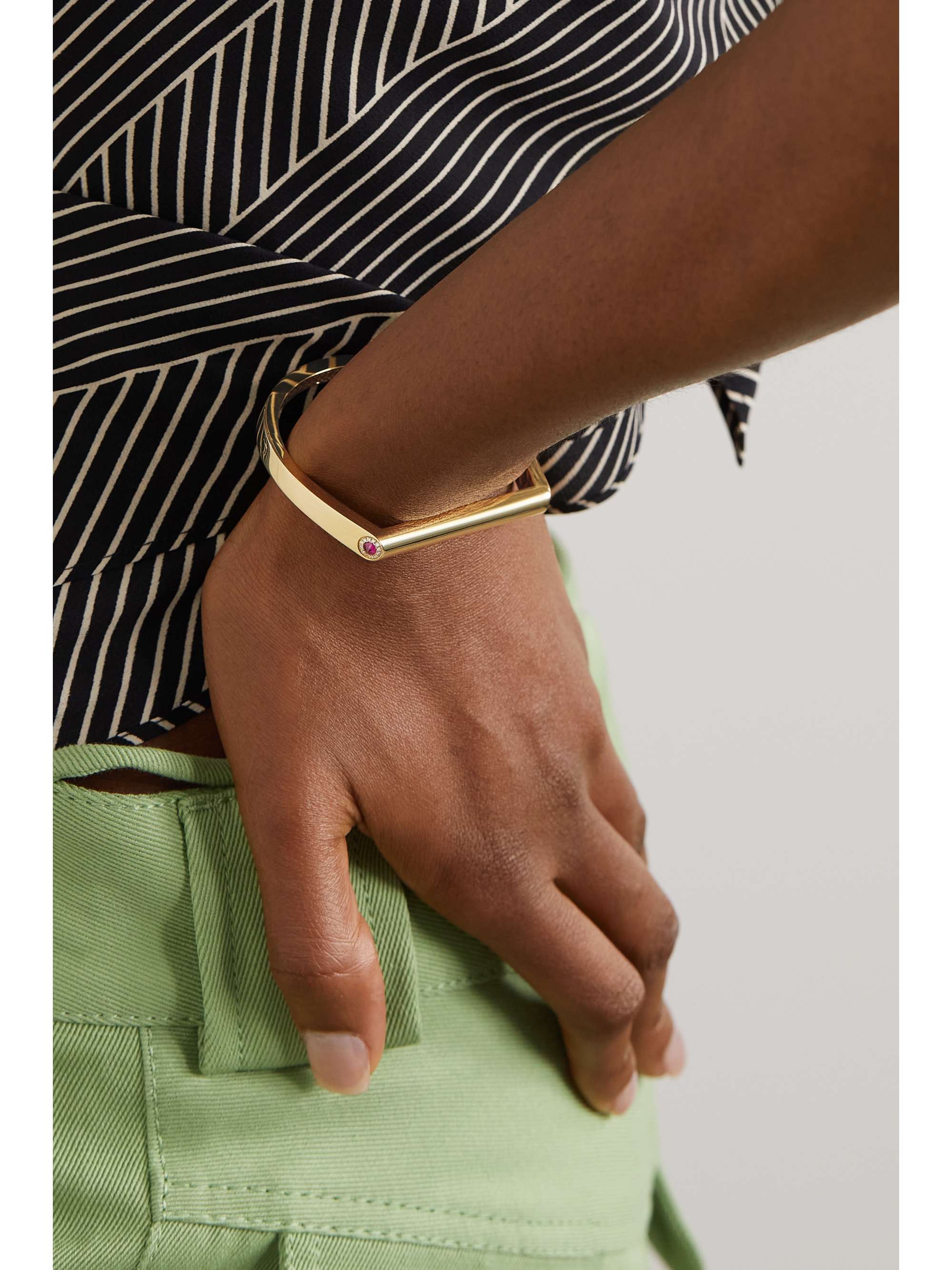 RAINBOW K Grace 14-karat gold, sapphire and diamond bangle