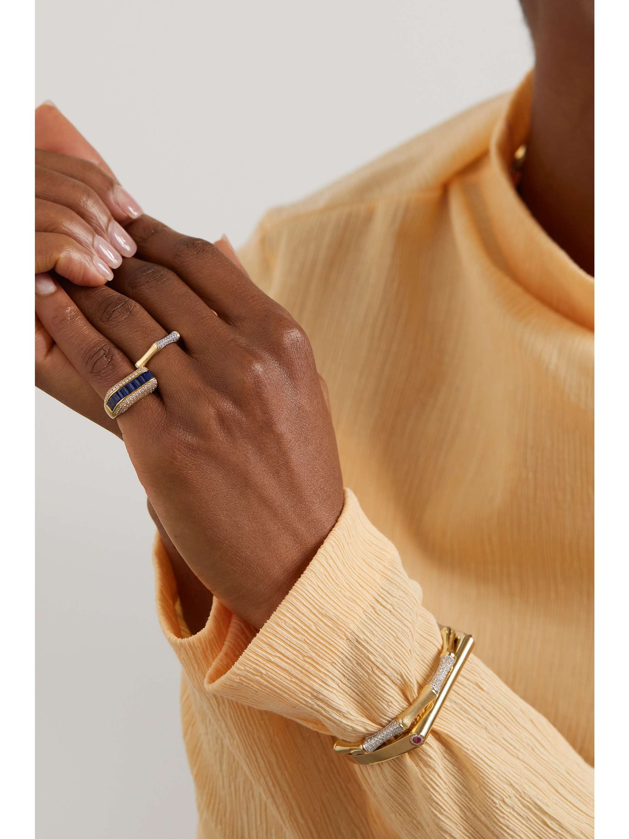 RAINBOW K Bamboo 14-karat gold diamond ring