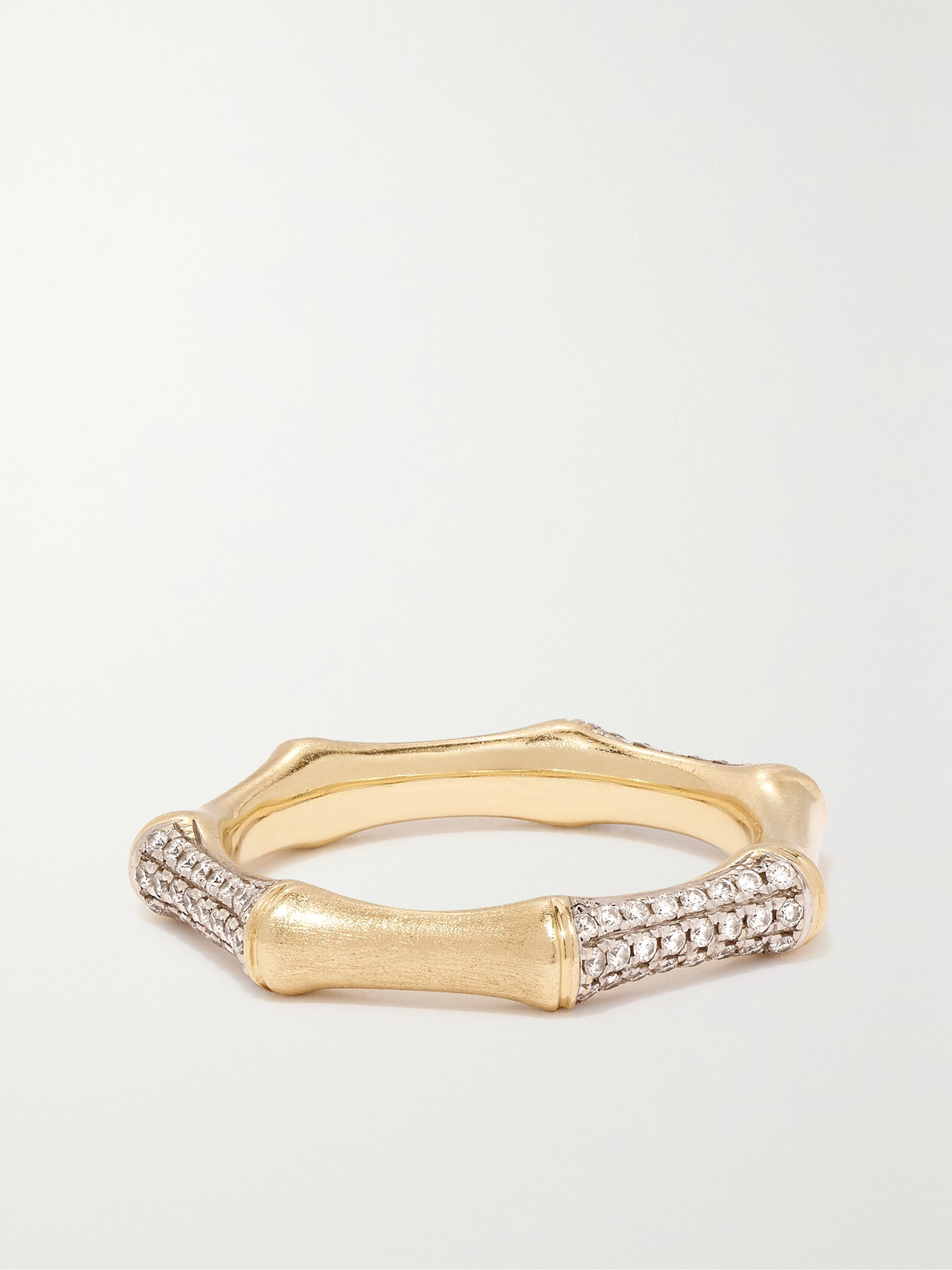 Rainbow K - Bamboo 14-karat Gold Diamond Ring - 7