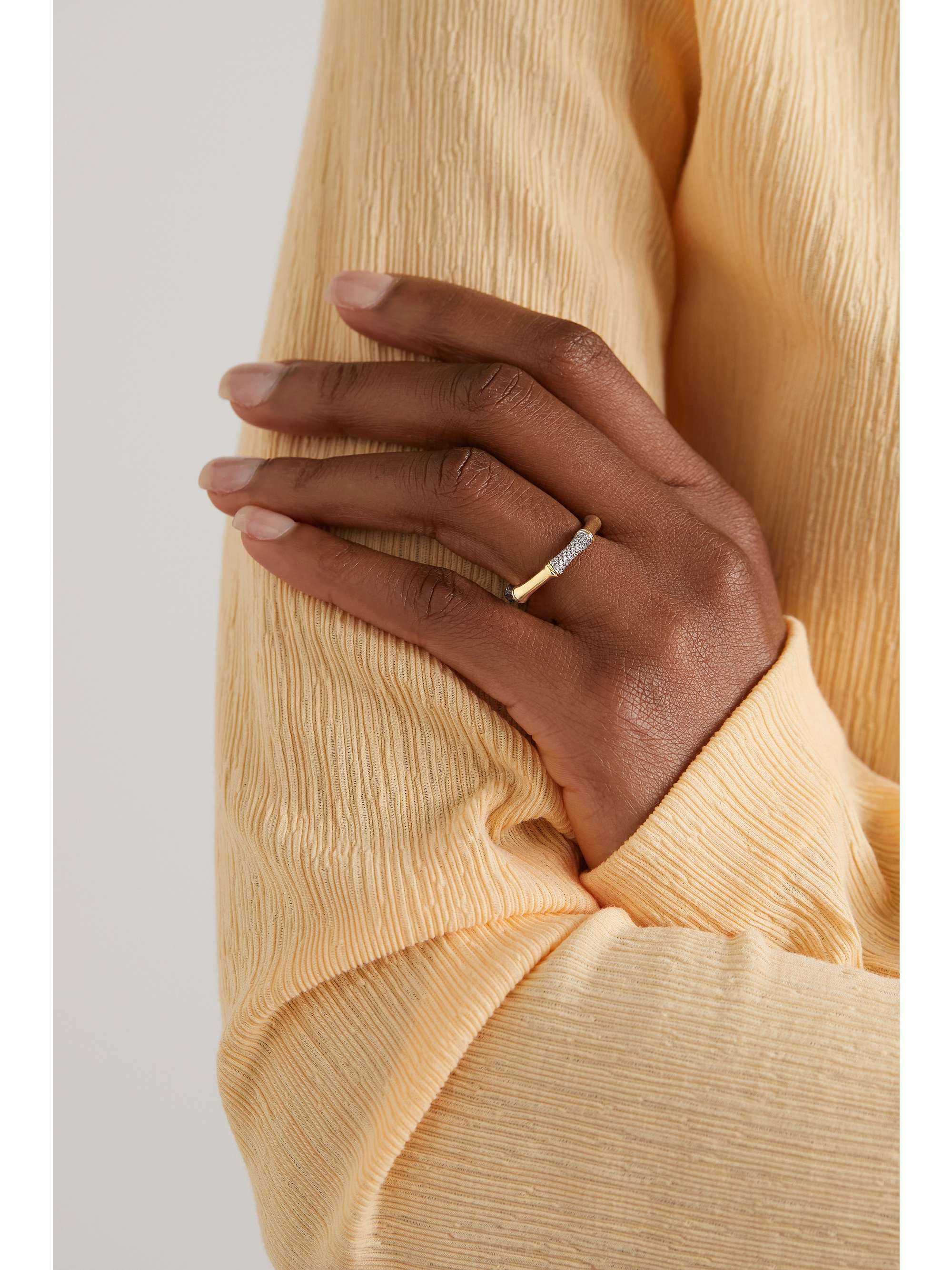 RAINBOW K Bamboo 14-karat gold diamond ring
