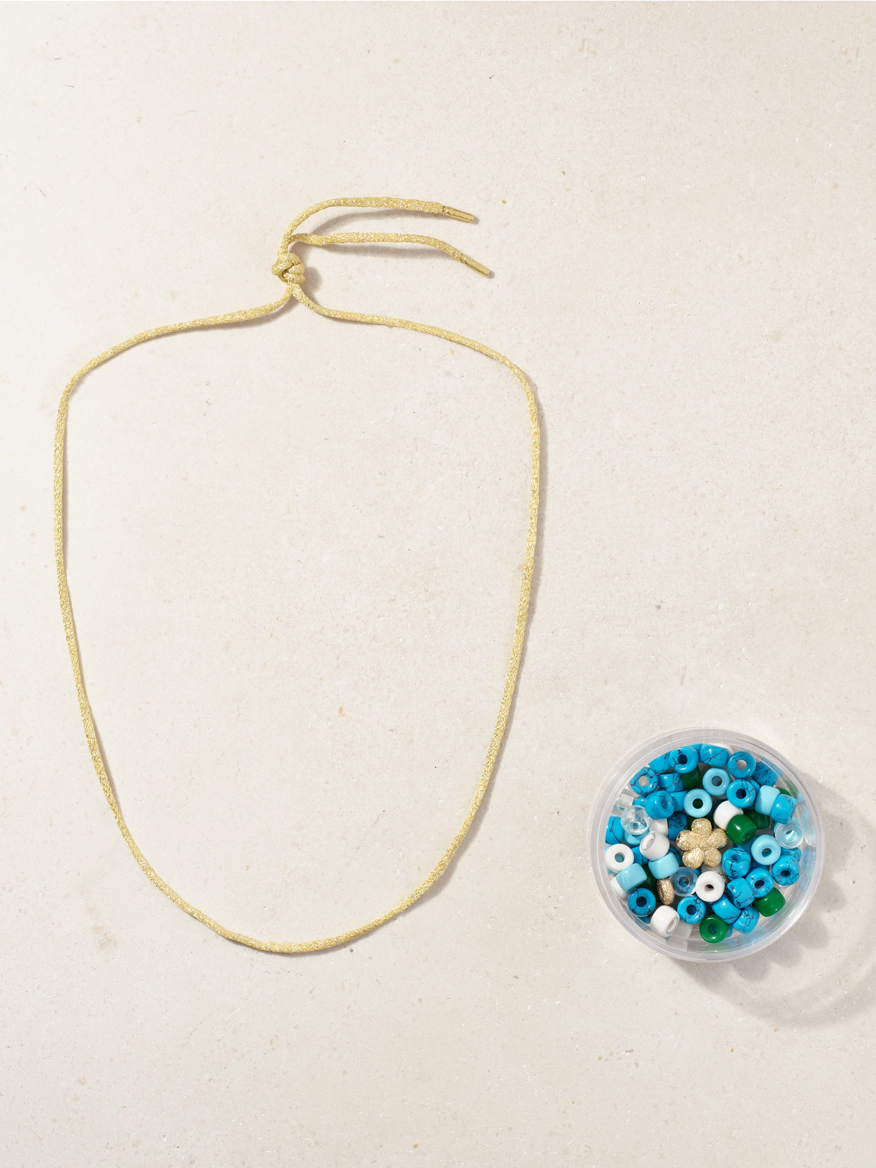 Shop Carolina Bucci Forte Dei Marmi Forte Beads 18-karat Gold And Lurex Multi-stone Necklace Kit In Blue