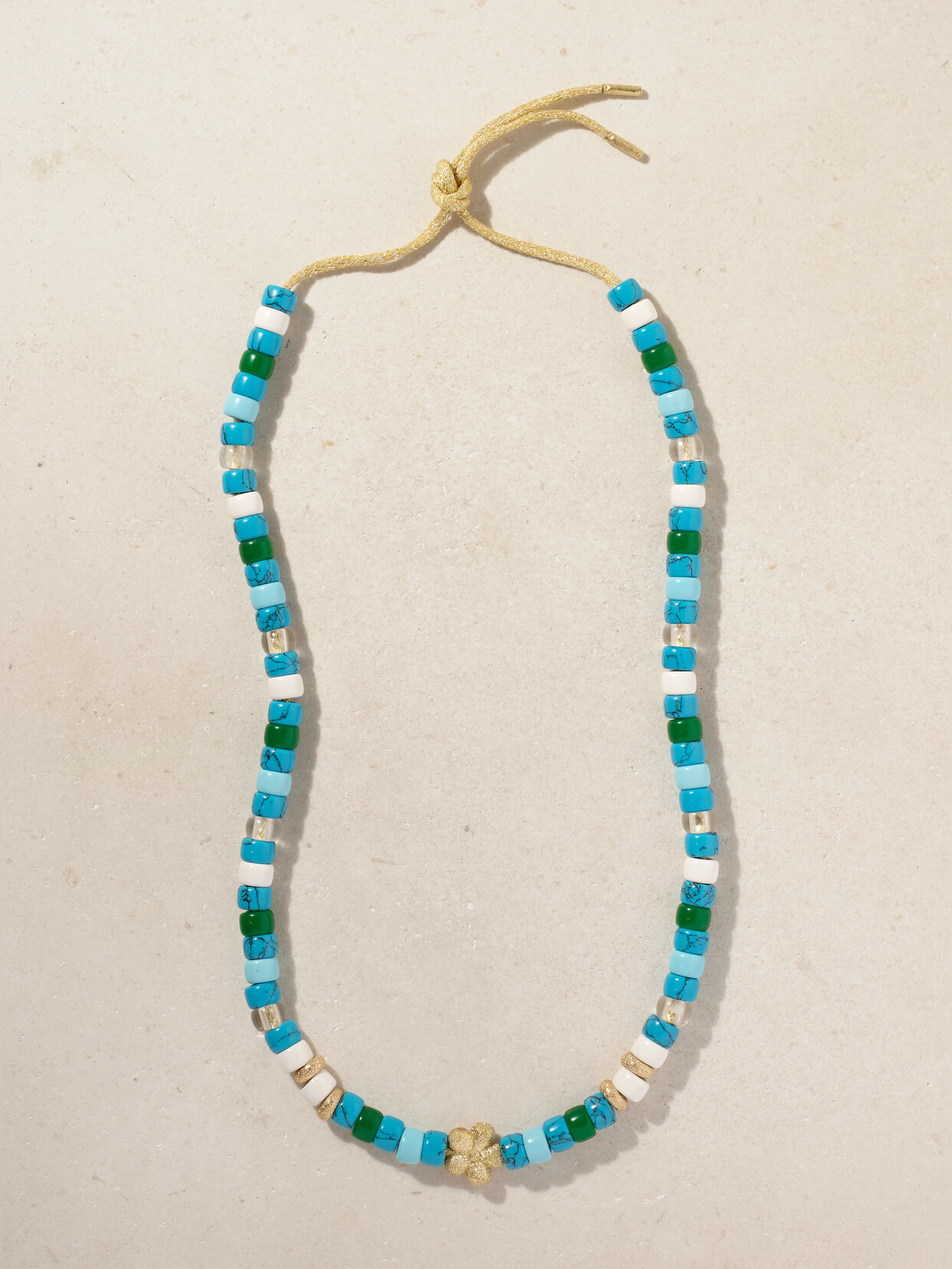 Carolina Bucci Forte Dei Marmi Forte Beads 18-karat Gold And Lurex Multi-stone Necklace Kit In Blue