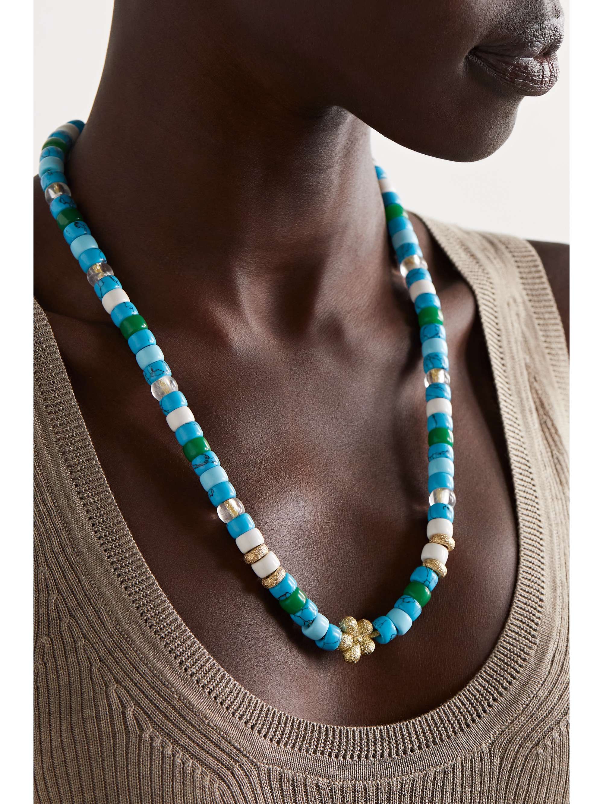 CAROLINA BUCCI Forte dei Marmi FORTE Beads 18-karat gold and Lurex multi-stone necklace kit