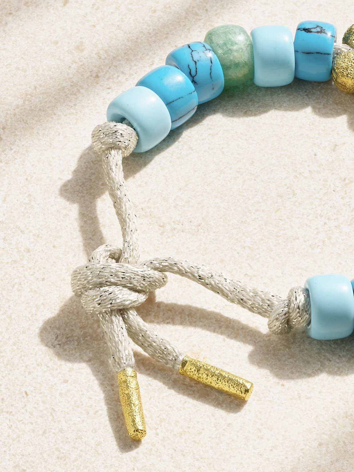 Shop Carolina Bucci Mykonos Forte Beads 18-karat Gold And Lurex Multi-stone Bracelet Kit In Blue