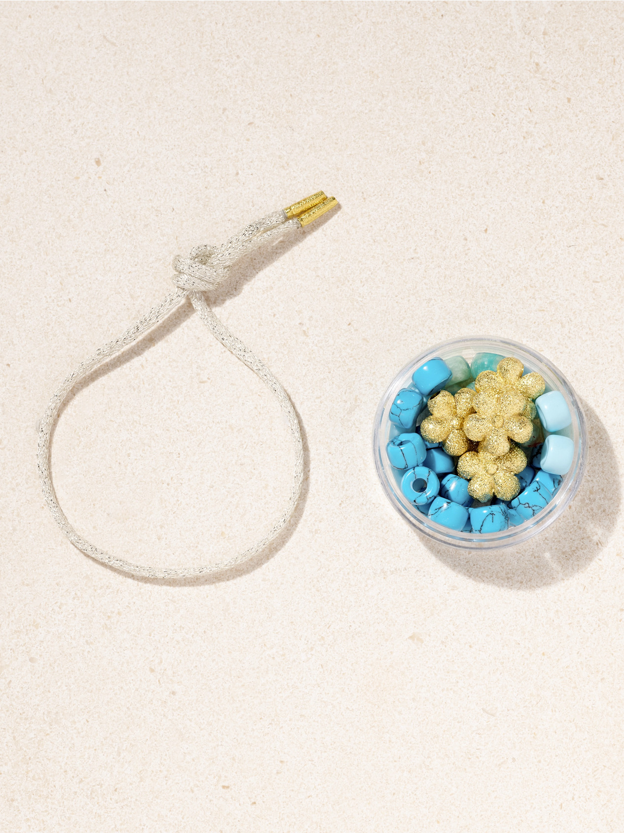 CAROLINA BUCCI MYKONOS FORTE BEADS 18-KARAT GOLD AND LUREX MULTI-STONE BRACELET KIT