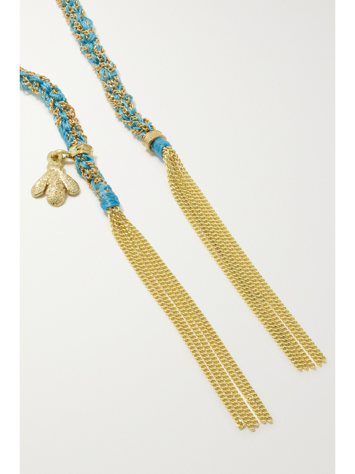 CAROLINA BUCCI SPREZZATURA LUCKY 18-KARAT GOLD AND SILK BRACELET