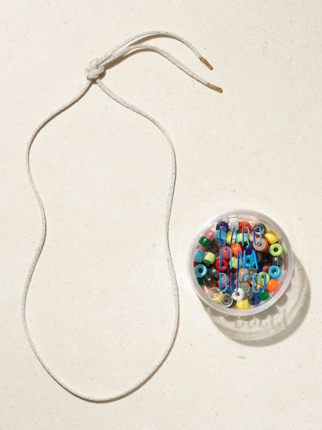 CAROLINA BUCCI FORTE BEADS RAINBOW FLOWER 18-KARAT GOLD AND LUREX MULTI-STONE NECKLACE KIT